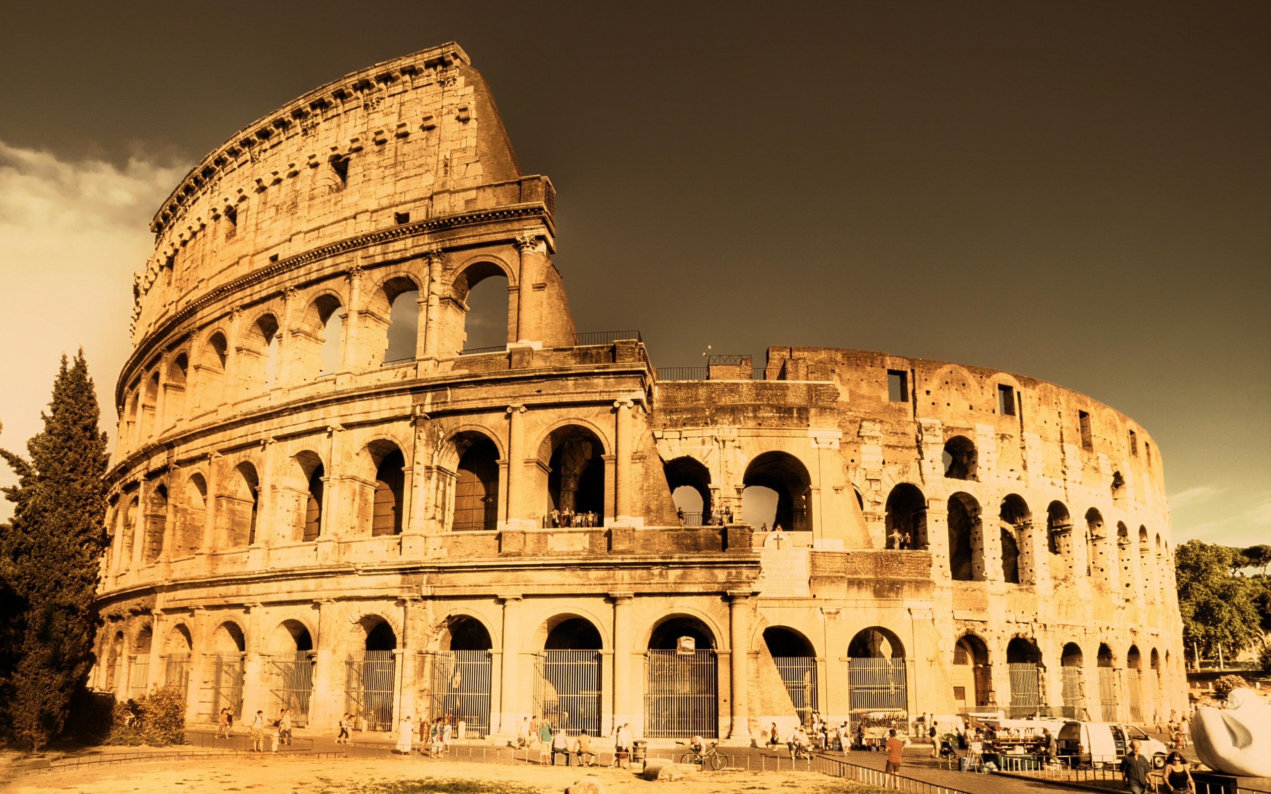 Colosseo, Roma, Seppia, 2K, wallpaper per PC