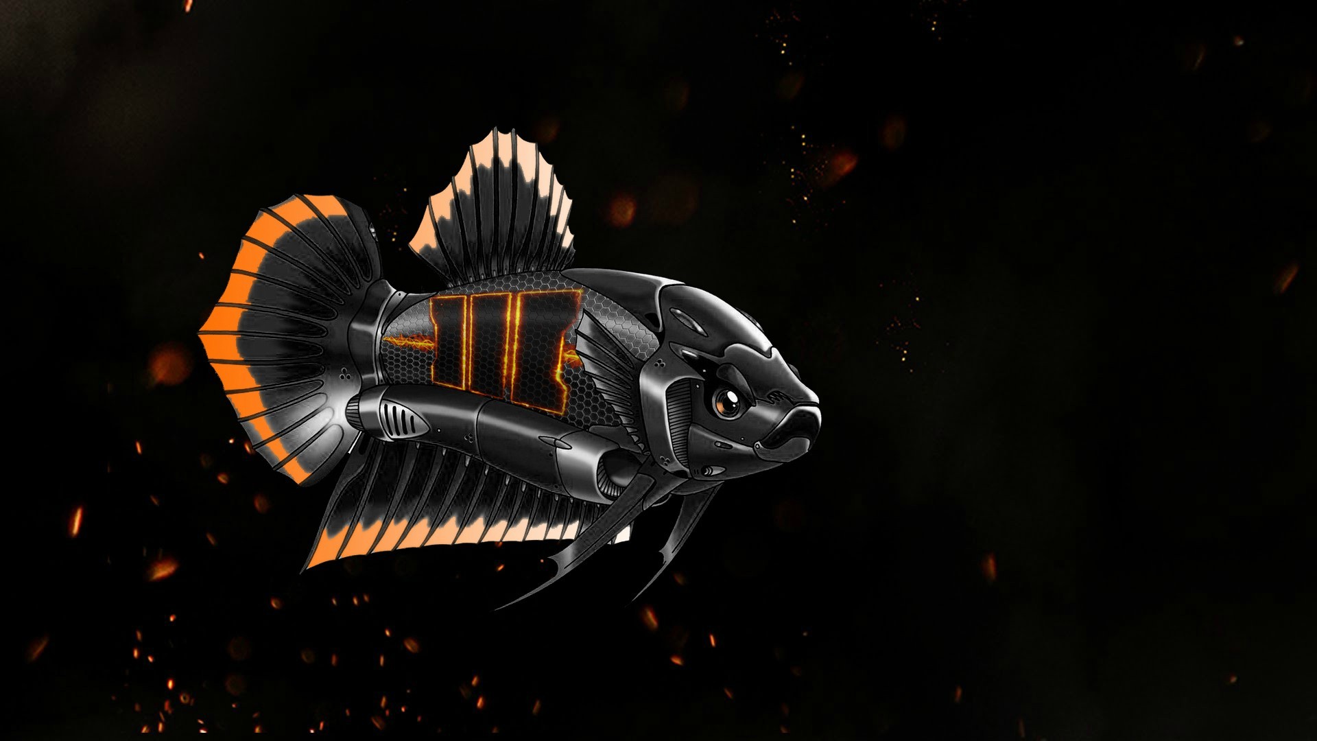 Call of Duty: Black Ops III, Pesce, Logo III, Sfondo nero, Full HD, wallpaper desktop