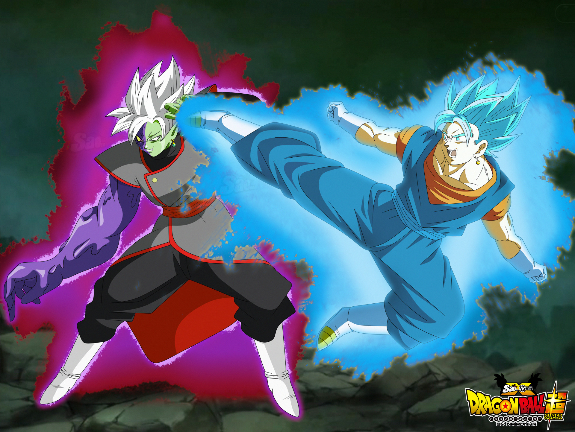 Zamasu fuso, Vegetto, Super Saiyan Blue, Dragon Ball Super, sfondo per iPad e tablet