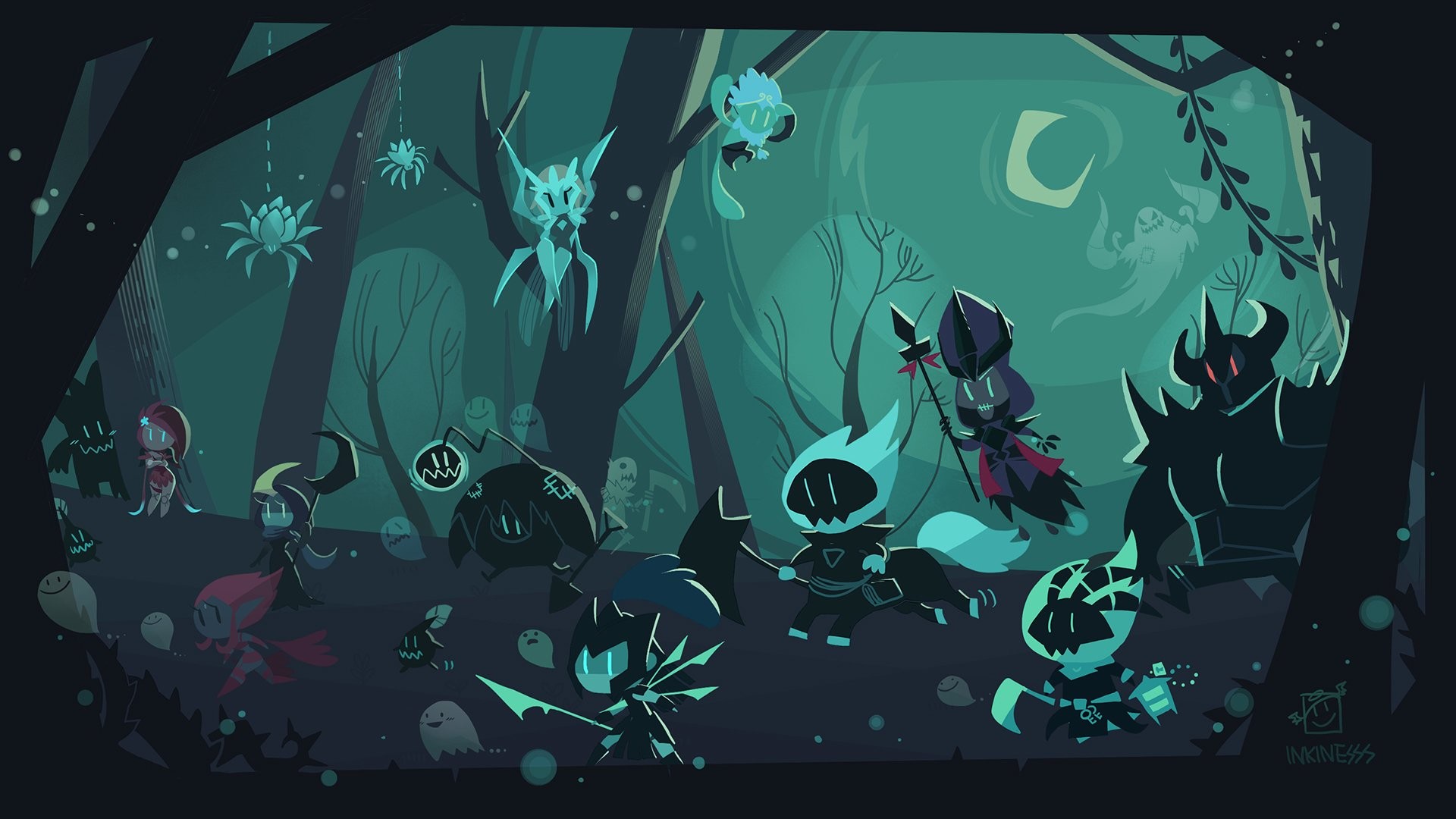 League of Legends, Arte minimalista, Foresta, Verde acqua, 1920x1080, immagine di sfondo