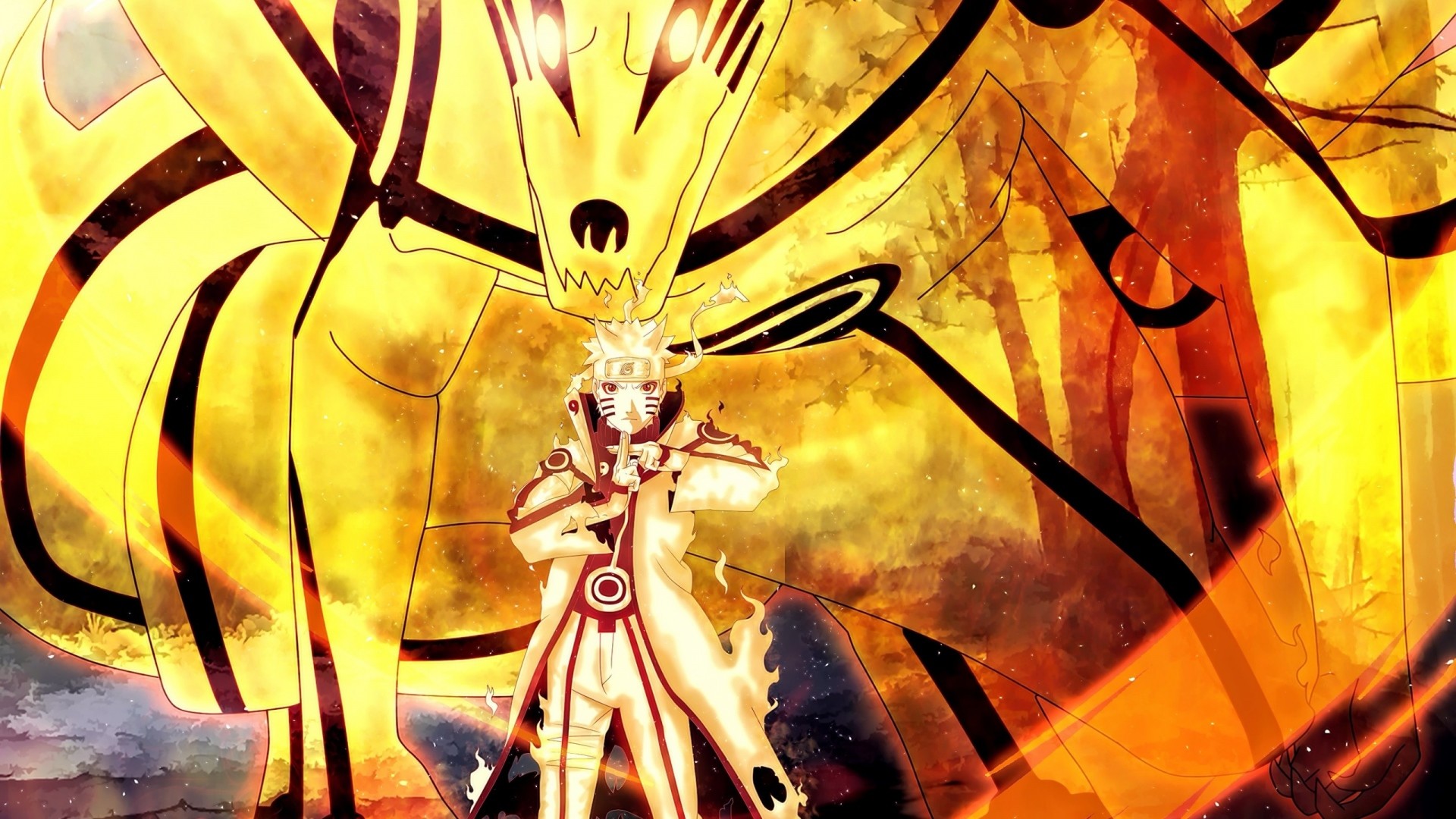 Naruto Uzumaki, Kurama, Modalità Kurama, Giallo, Full HD, sfondo desktop