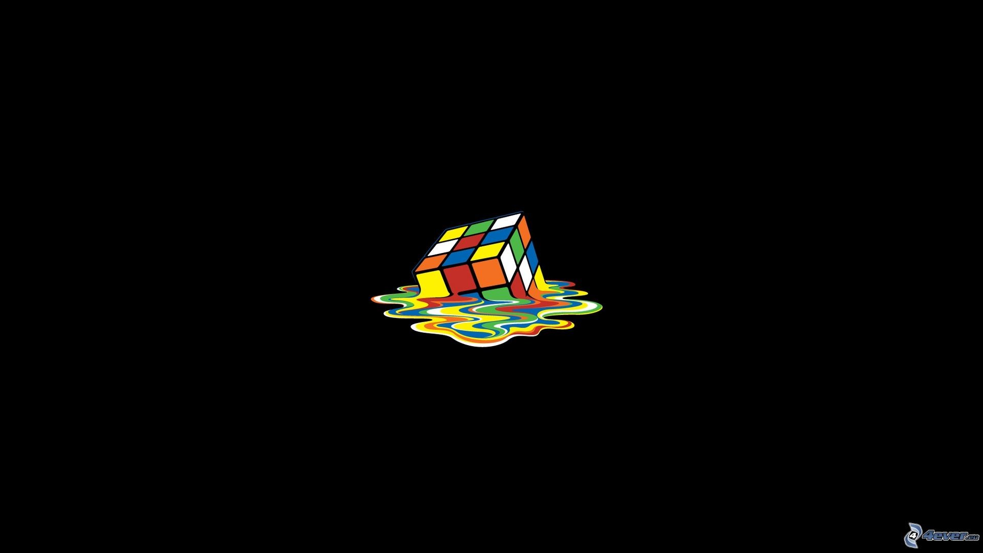 Cubo di Rubik, Arte surreale, Sfondo nero, Minimalismo, Full HD, wallpaper per desktop
