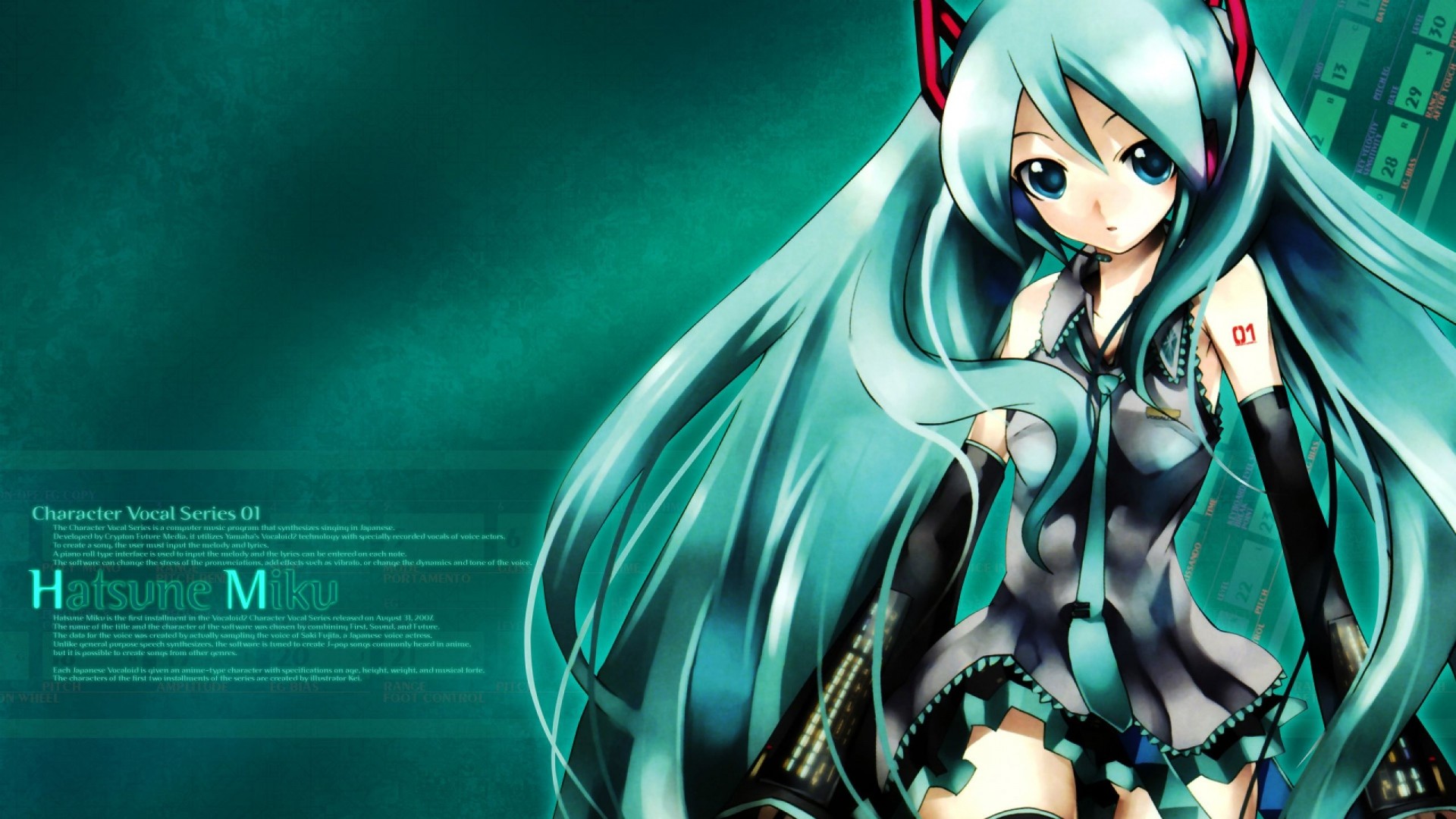 Hatsune Miku, Vocaloid, Verde acqua, Anime, Full HD 1080p, sfondo desktop