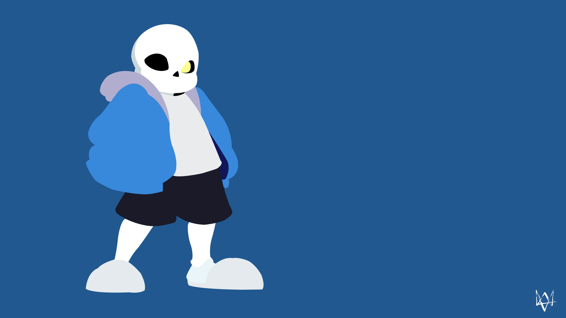 Sans, Undertale, Minimalismo, Blu, Full HD, wallpaper desktop