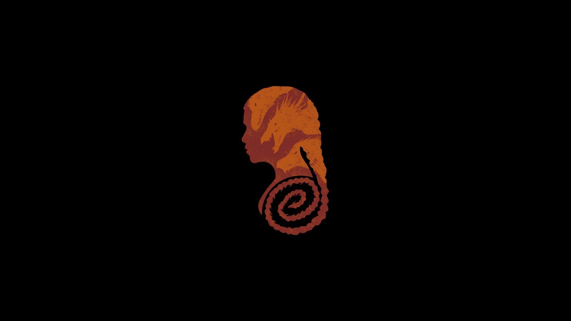 Daenerys Targaryen, Silhouette, Il Trono di Spade, Minimalismo, Sfondo nero, wallpaper Full HD