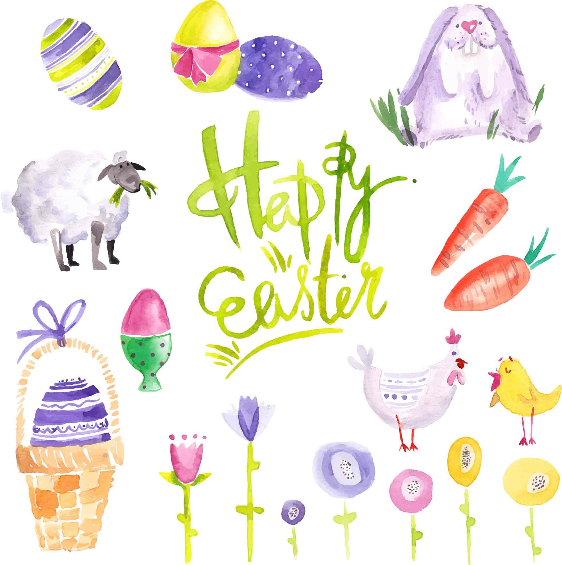 Happy Easter, Acquerello, Coniglietto, Uova di Pasqua, Illustrazione, schermata di blocco iPad
