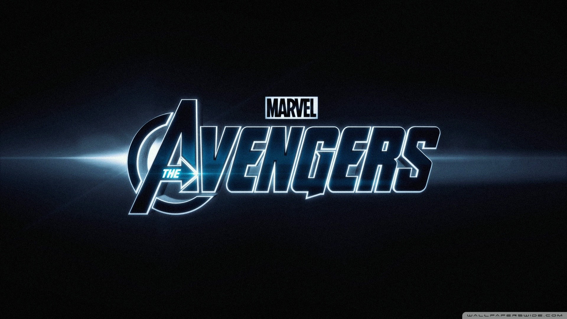 Logo Avengers, Marvel, Blu, Sfondo nero, Full HD, wallpaper desktop