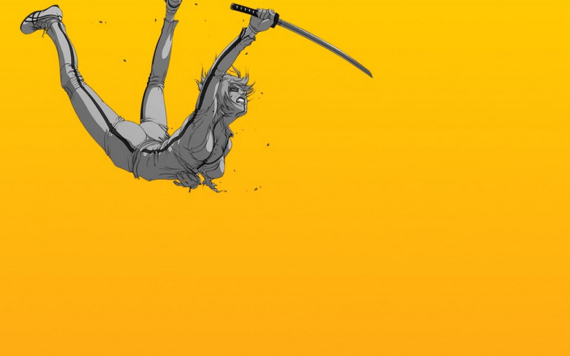 Kill Bill, La Sposa, Katana, Disegno, Sfondo arancione, Full HD, wallpaper per PC