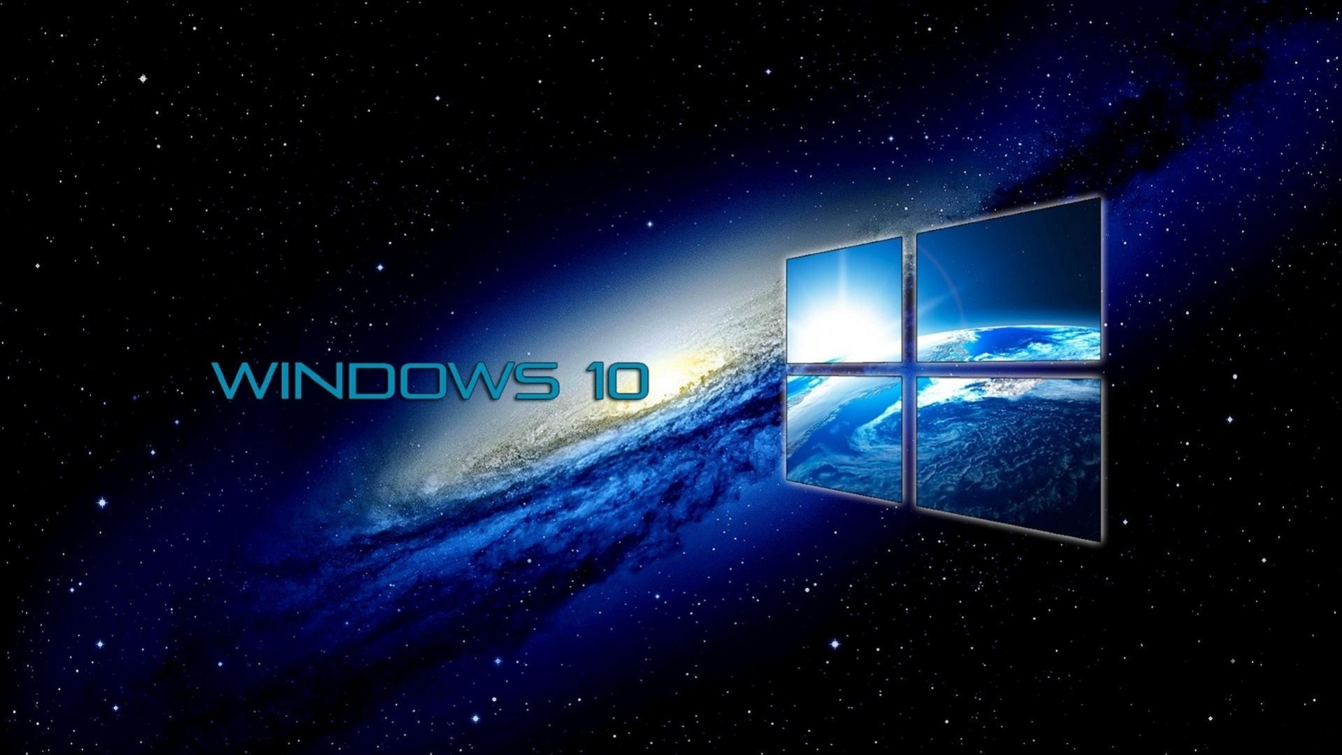 Windows 10, Logo Windows, Galassia, Spazio, Full HD, wallpaper per portatile