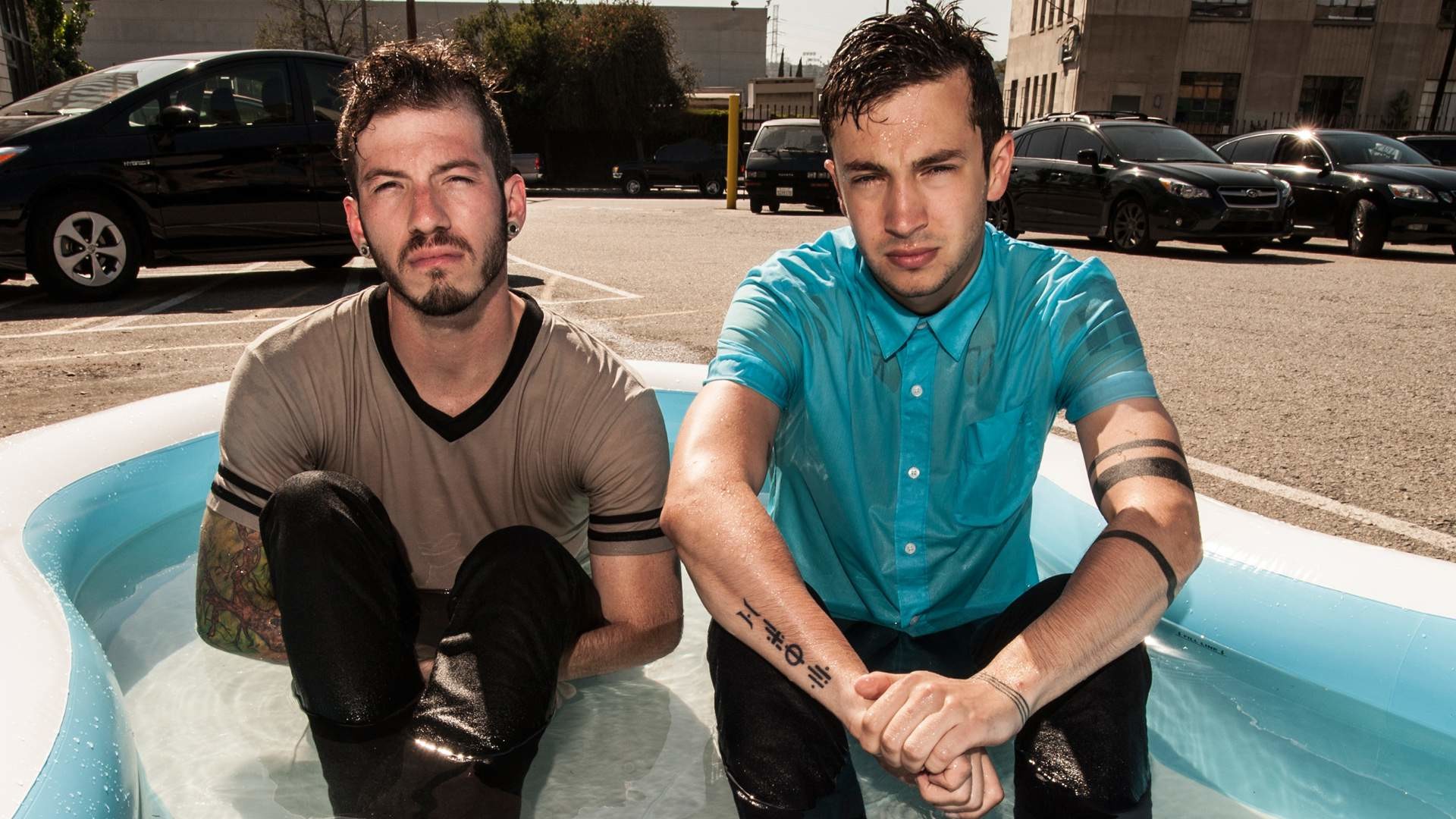 Josh Dun, Tyler Joseph, Twenty One Pilots, Piscina gonfiabile, Full HD, sfondo per PC