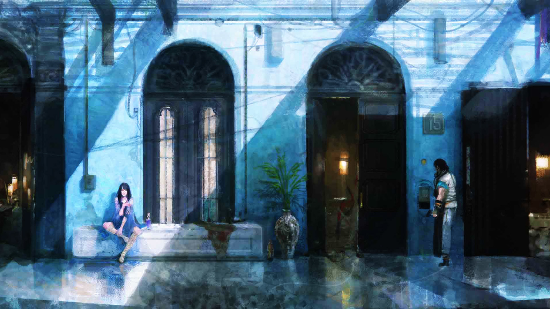 Final Fantasy XV, Altissia, Strada, Arcate, Blu, Full HD, wallpaper per PC