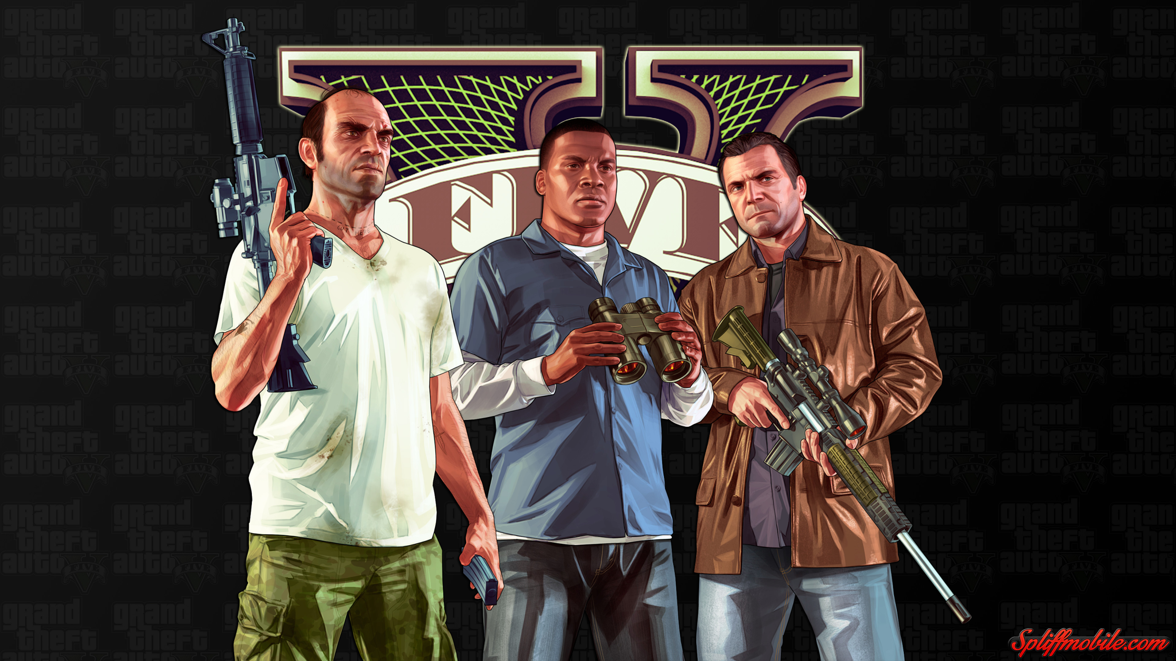 Grand Theft Auto V, Trevor Philips, Franklin Clinton, Michael De Santa, Logo, 4K UHD