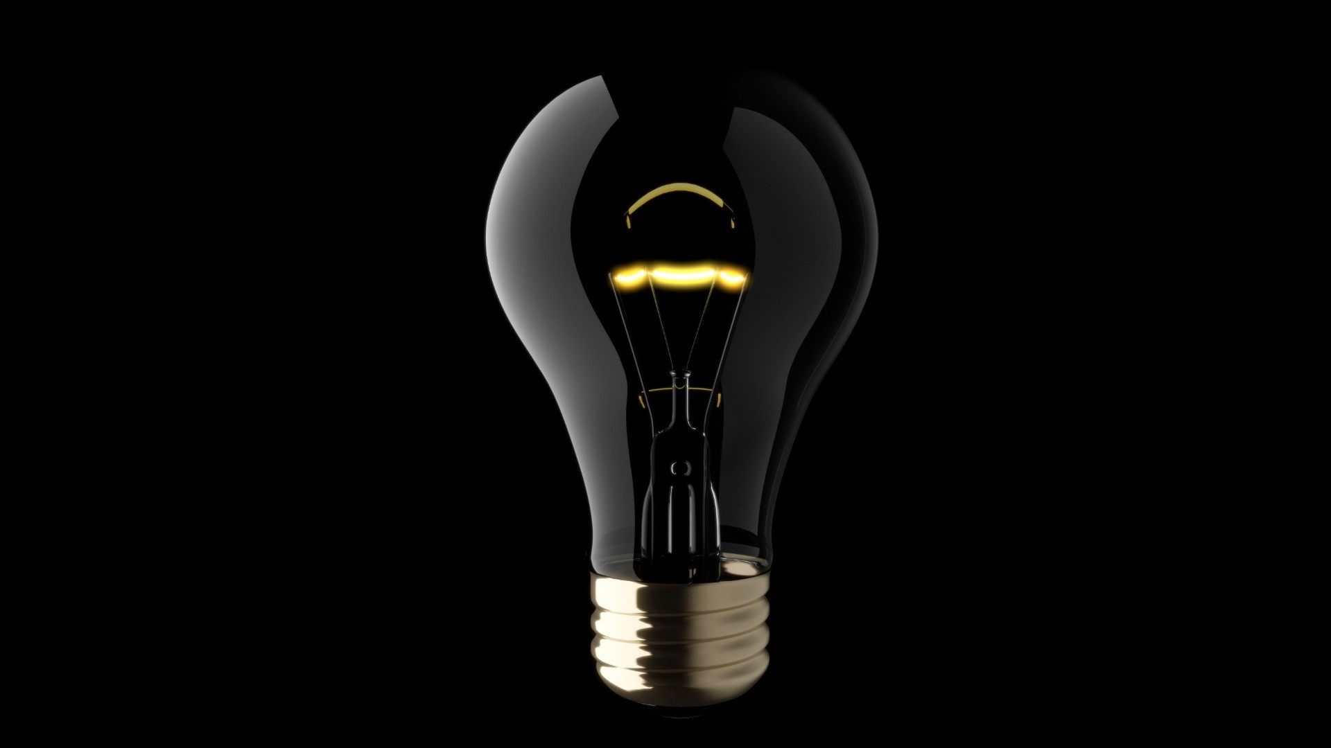 Lampadina, Filamento, Sfondo nero, Minimalista, Full HD, wallpaper desktop