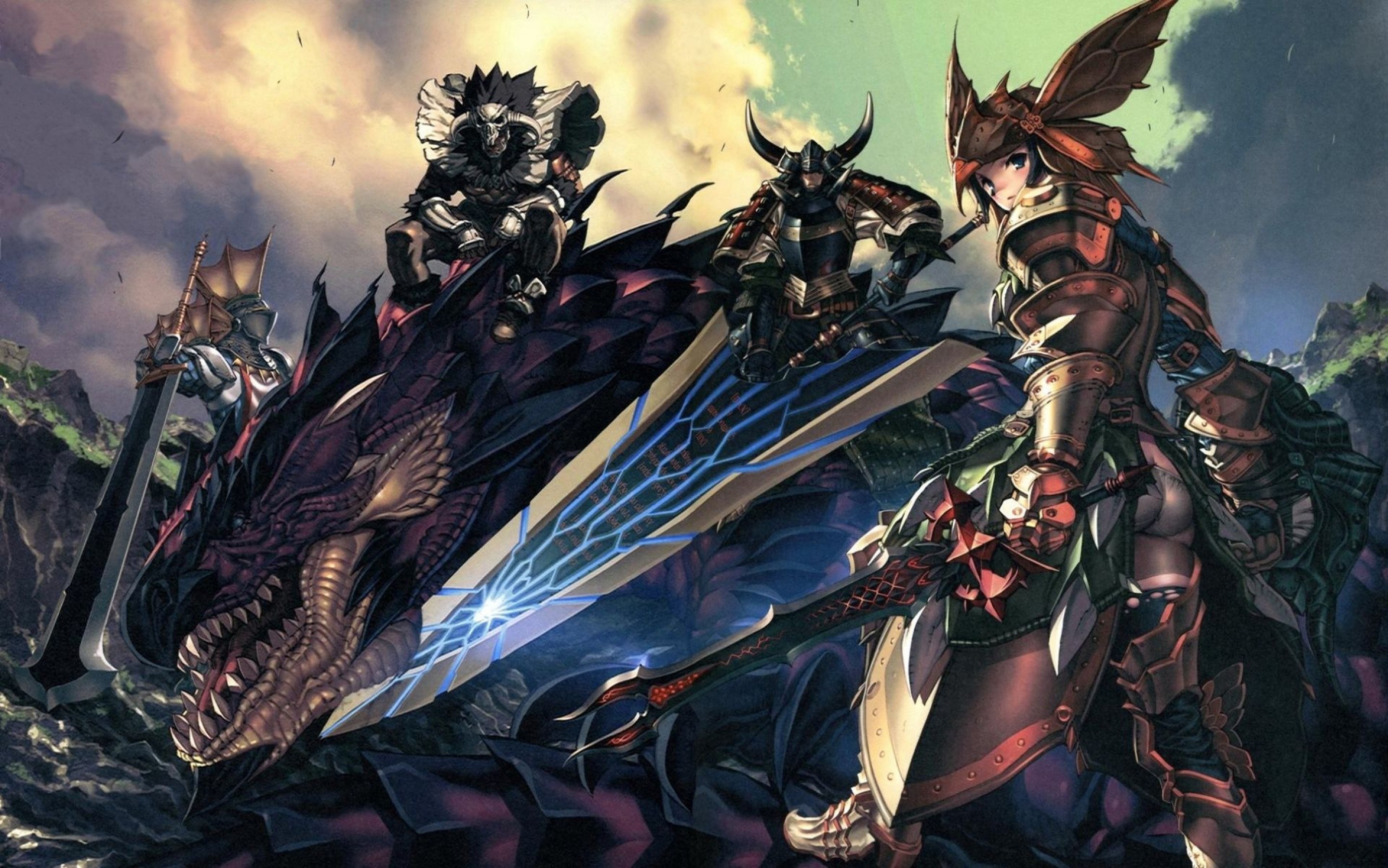 Monster Hunter, Cacciatori, Armatura, Stile anime, 2K, sfondo per PC e portatile