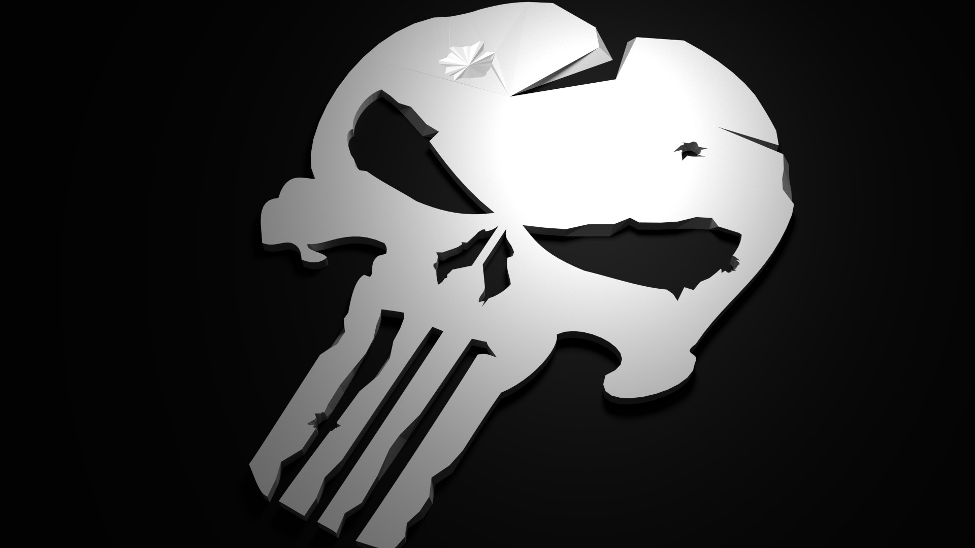 Teschio del Punitore, The Punisher, Metallo, Fori di proiettile, sfondo Windows 11