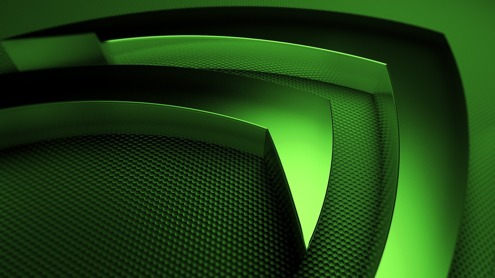 Nvidia, Logo 3D, Verde, Texture esagonale, Full HD, sfondo per portatile
