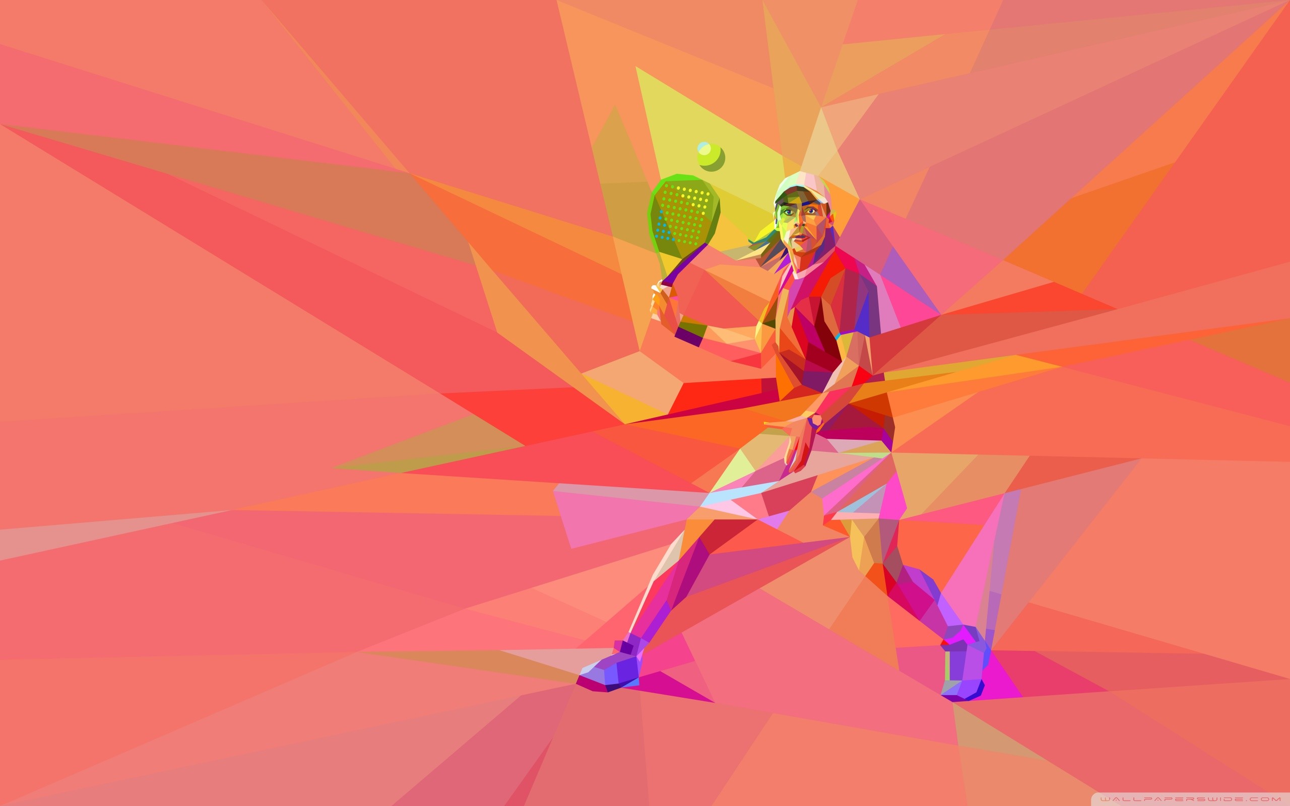 Tennista, Low poly, Rosa, 2560x1600, sfondo per PC
