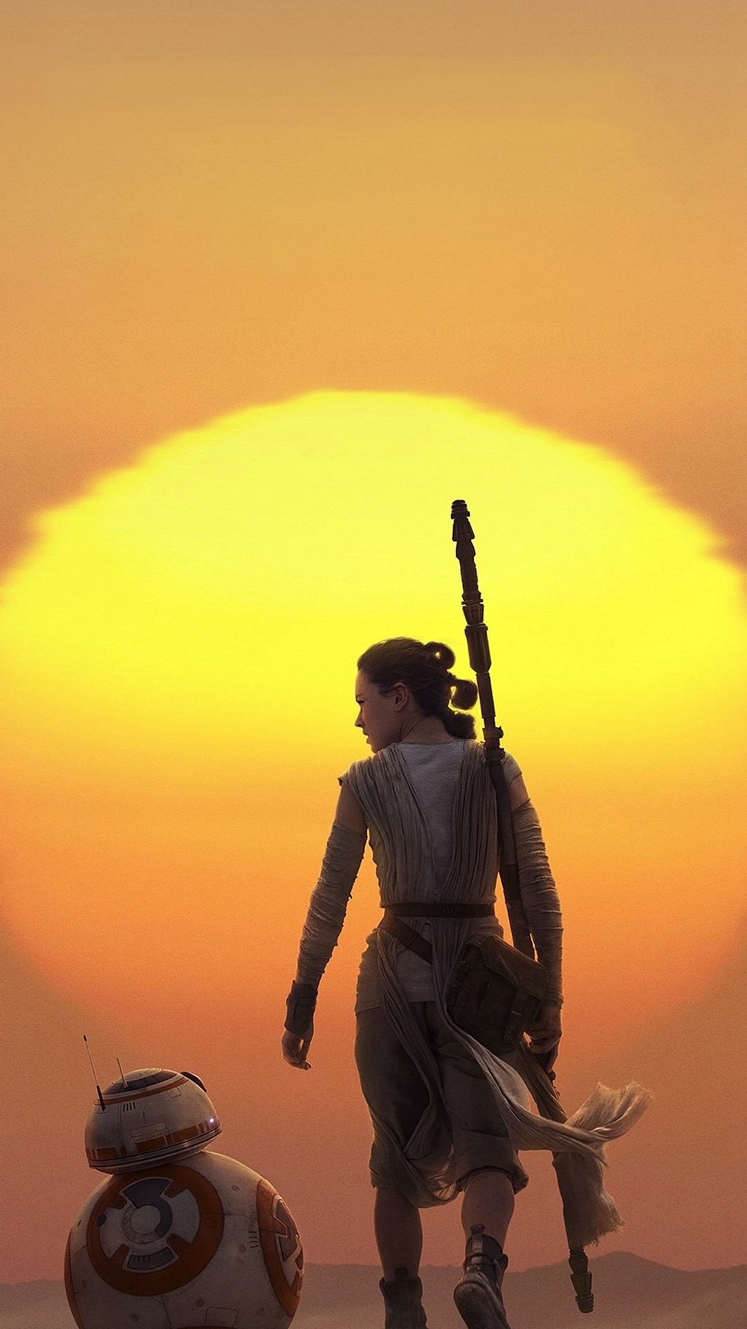 Rey, BB-8, Jakku, Tramonto, Full HD, wallpaper per smartphone