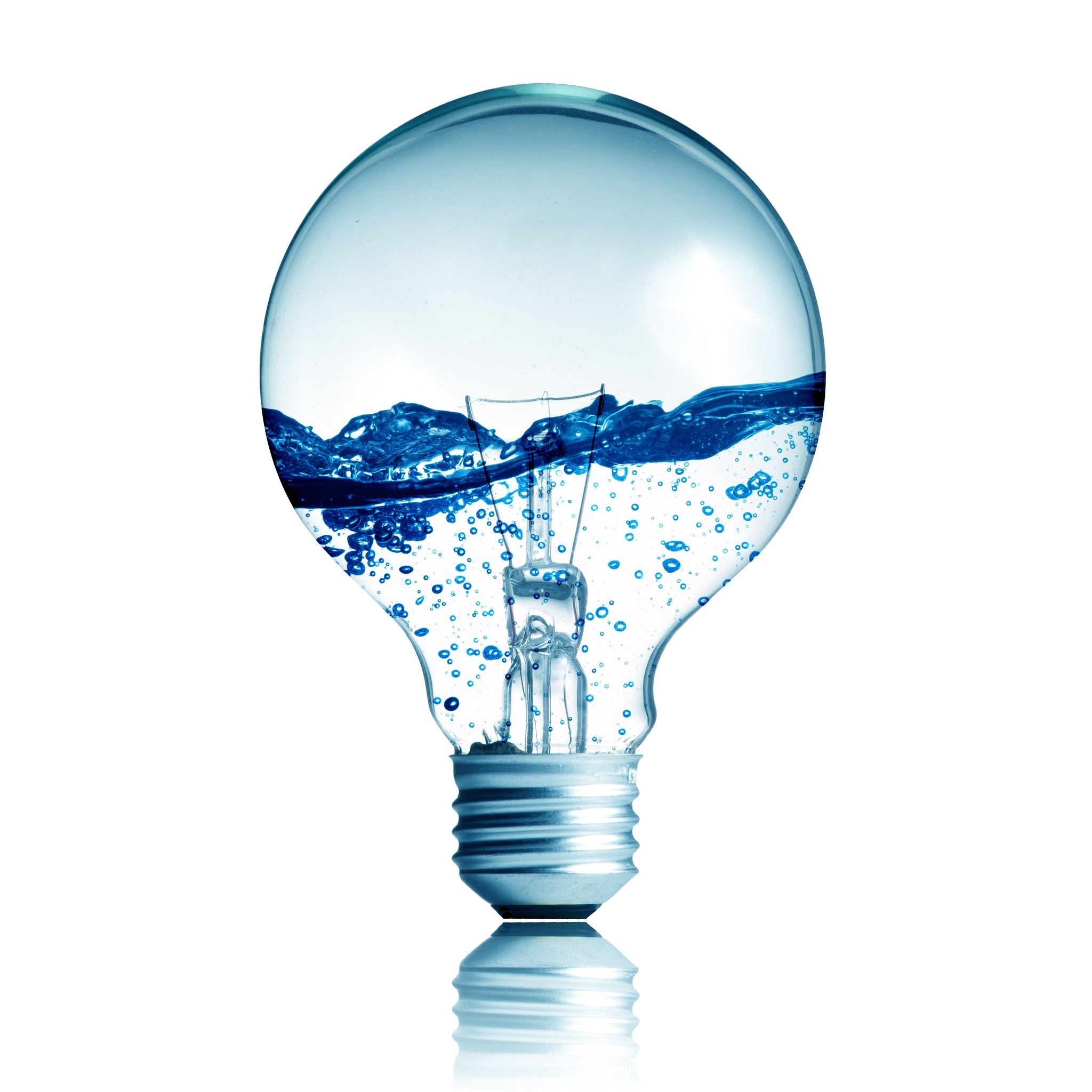 Lampadina, Acqua, Arte concettuale, Sfondo bianco, Full HD, schermata di blocco iPad