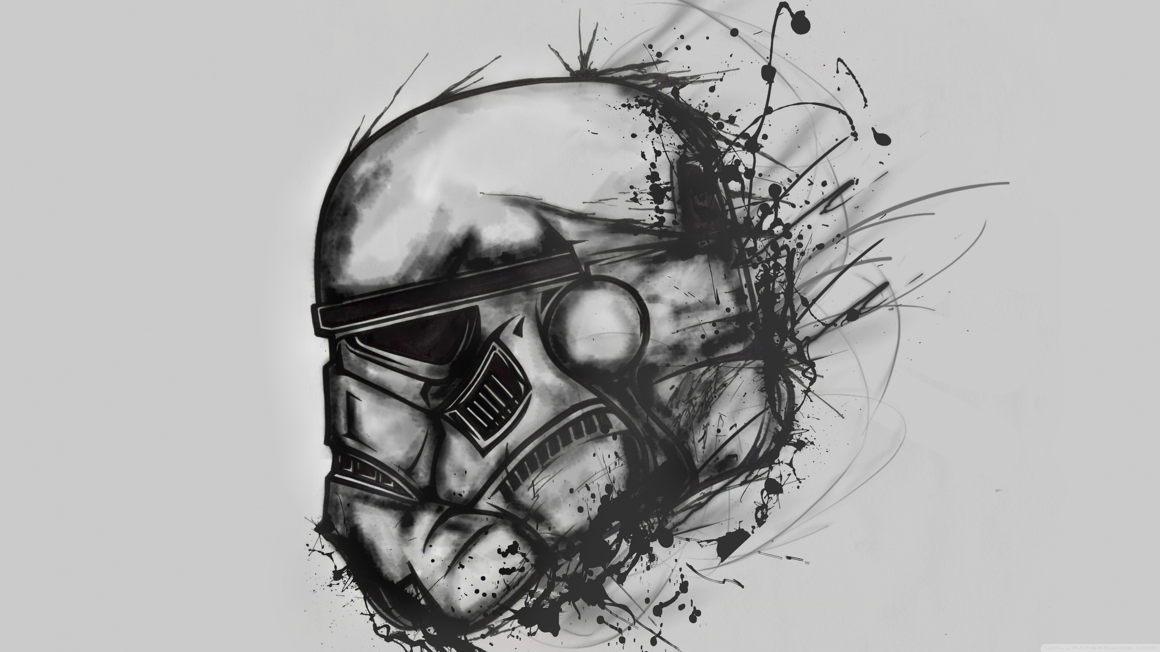 Stormtrooper, Star Wars, Schizzo, Inchiostro, 4K, sfondo per portatile