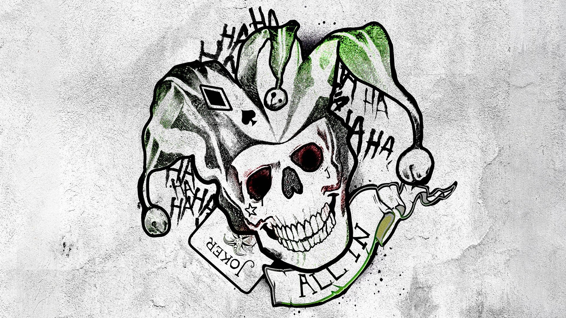 Joker, Emblema, All In, Suicide Squad, 1920x1080, wallpaper desktop