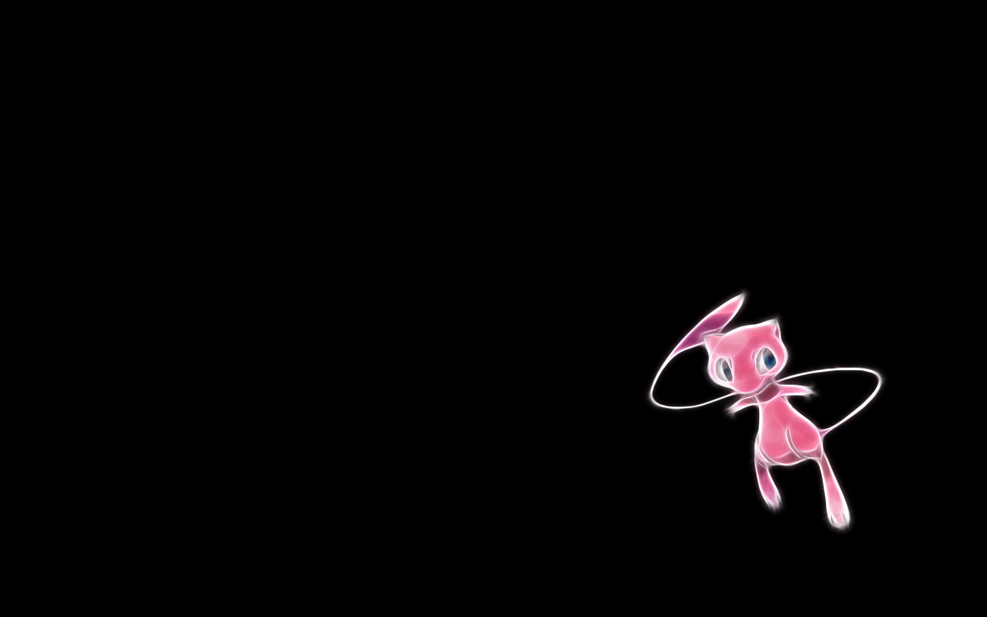 Mew, Pokémon, Minimalista, Sfondo nero, Full HD, wallpaper desktop