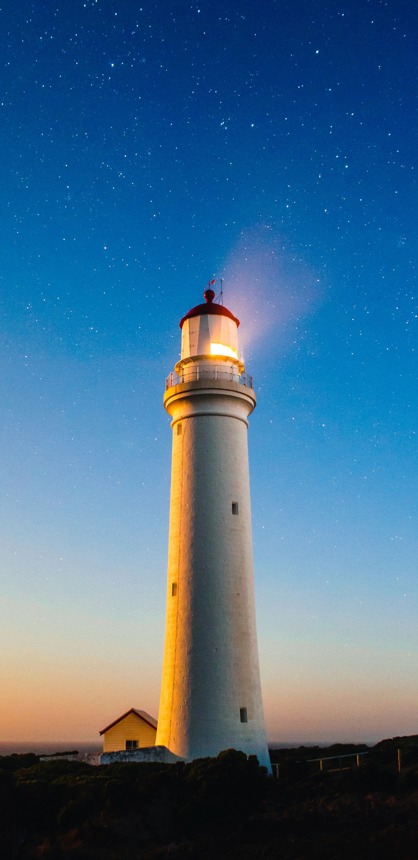 Faro, Cape Nelson, Crepuscolo, Cielo stellato, sfondo Samsung