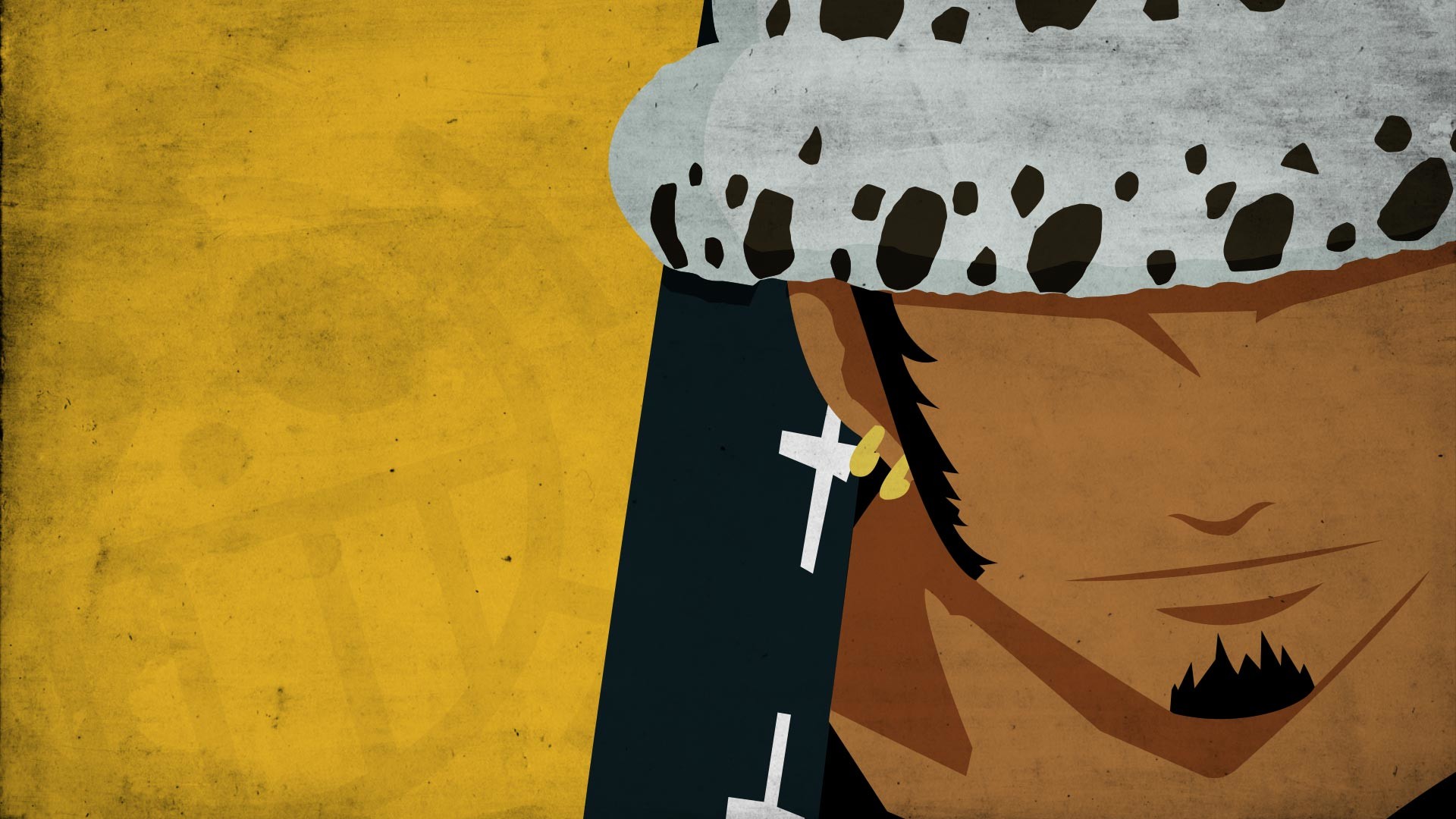 Trafalgar Law, One Piece, Primo piano, Sfondo ocra, Full HD, wallpaper per PC