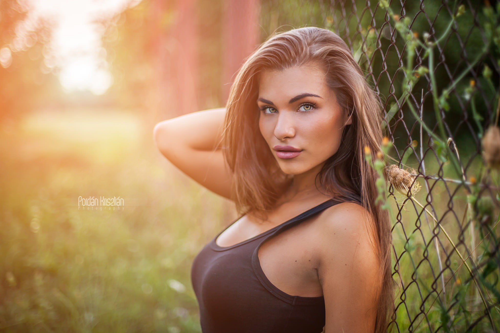 Ragazza, Luce del tramonto, Recinzione, Ritratto, Full HD, sfondo per PC e portatile
