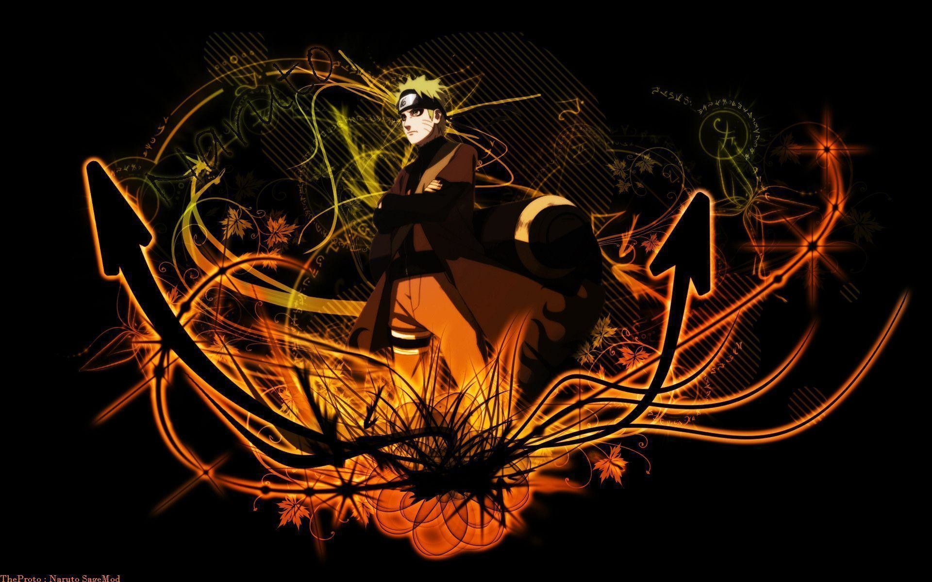 Naruto Uzumaki, Arte digitale, Sfondo nero, Arancione, 1920x1200, wallpaper desktop
