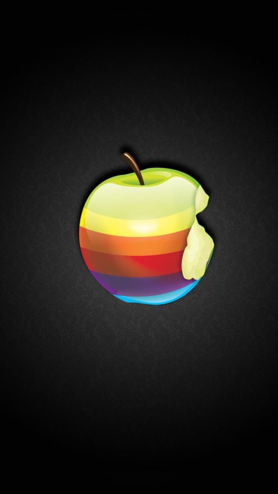 Logo Apple, Mela arcobaleno, Sfondo nero, Full HD, schermata di blocco del cellulare