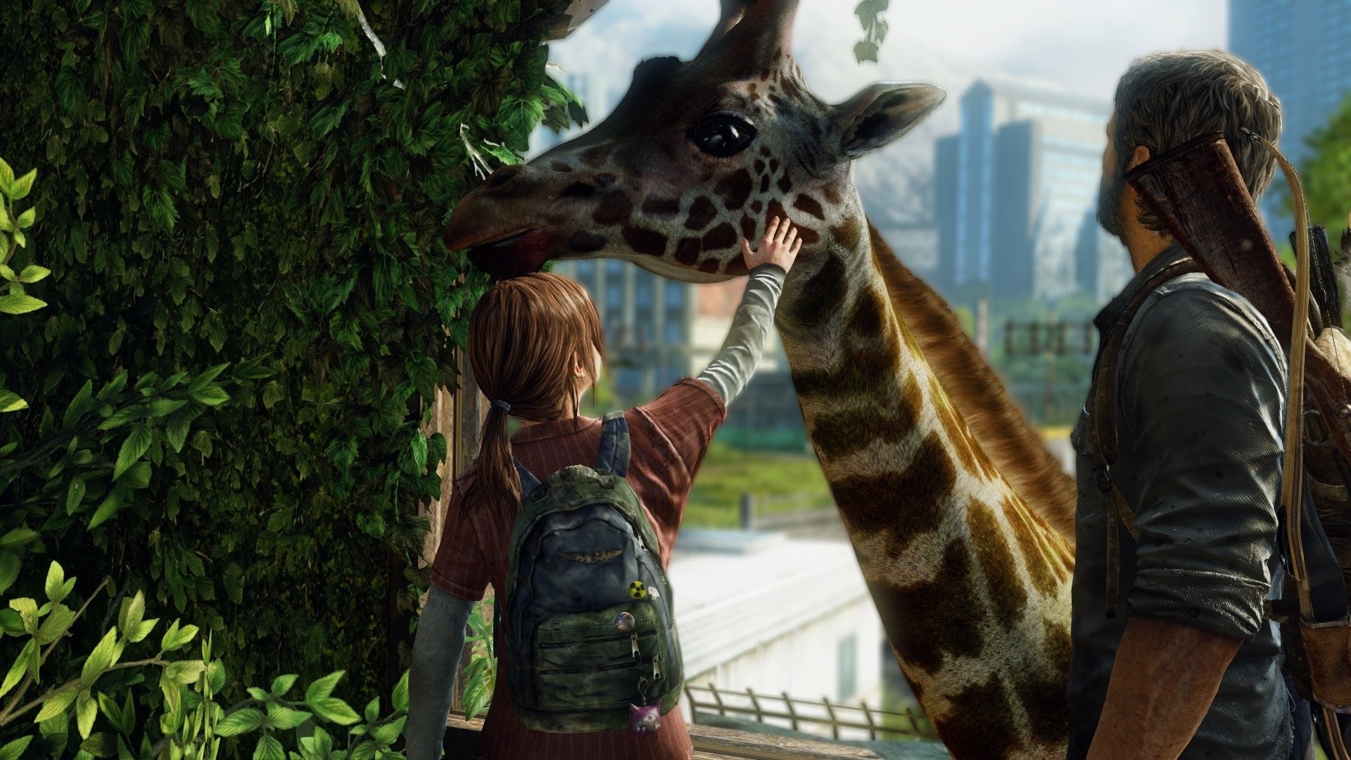 The Last of Us, Ellie, Joel, Giraffa, Vegetazione, Full HD, sfondo per PC e portatile
