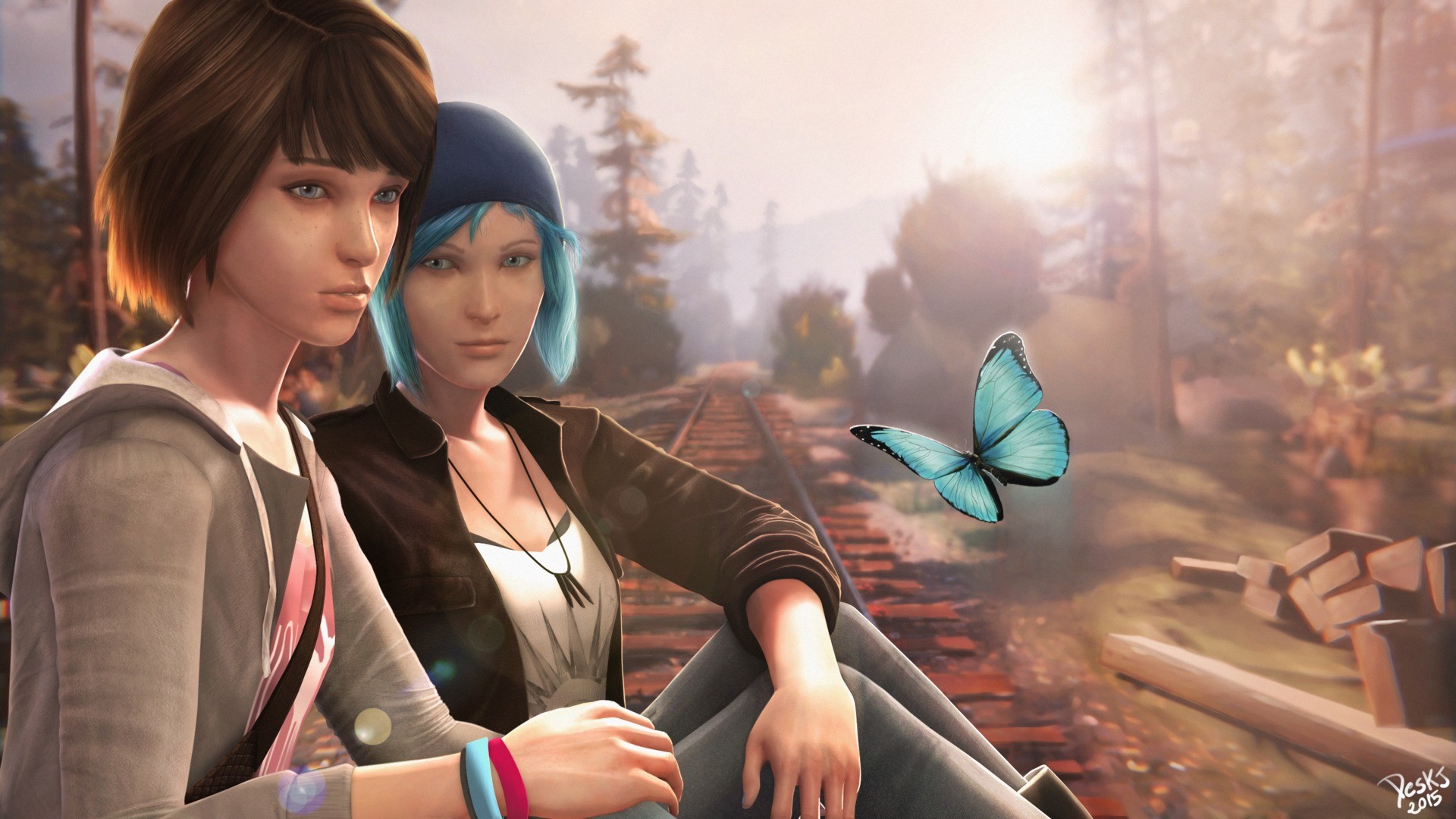 Max Caulfield, Chloe Price, Life is Strange, Farfalla blu, Binari, sfondo Full HD per portatile