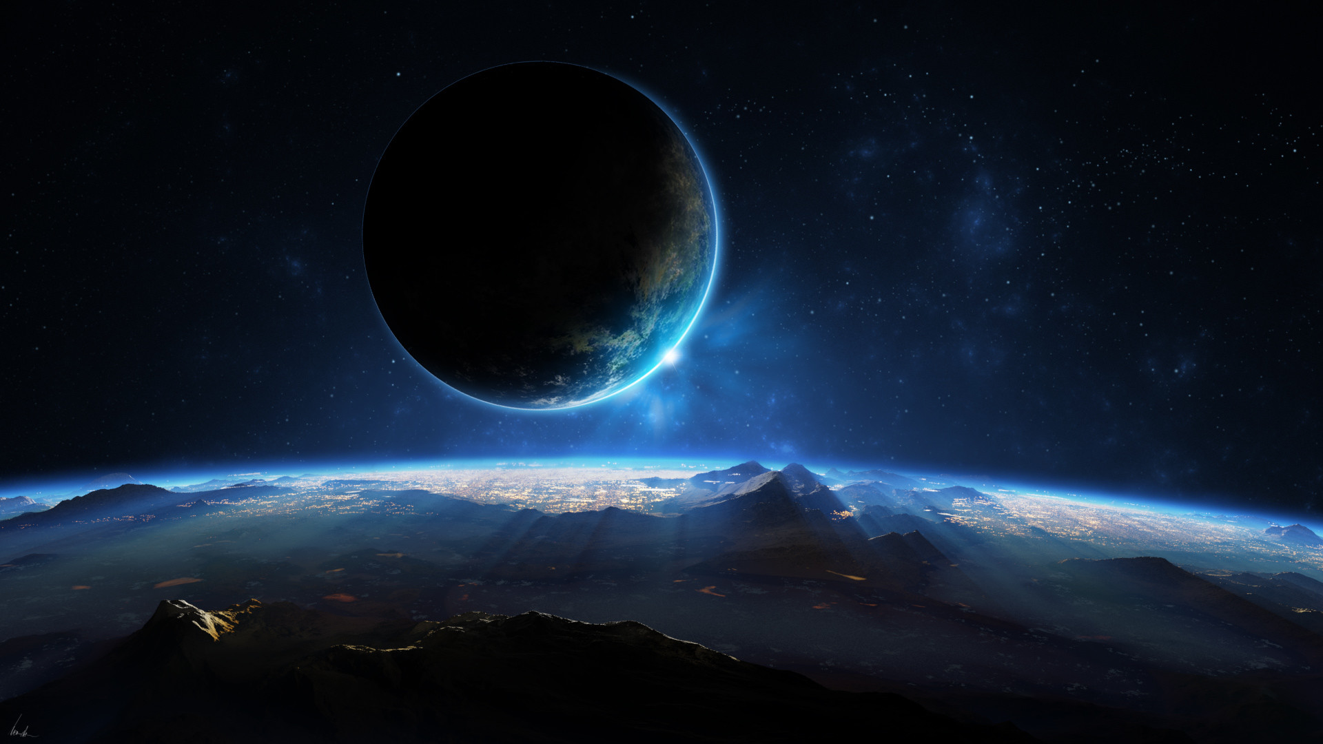 Pianeta, Alba planetaria, Spazio, Full HD, wallpaper per computer
