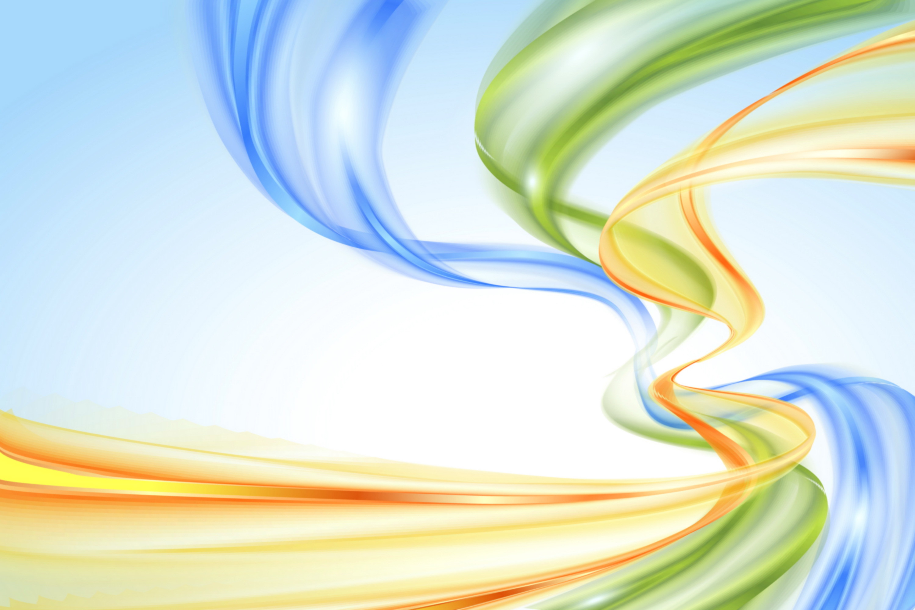 Onde, Azzurro, Verde, Arancione, 2K, sfondo per PC e portatile