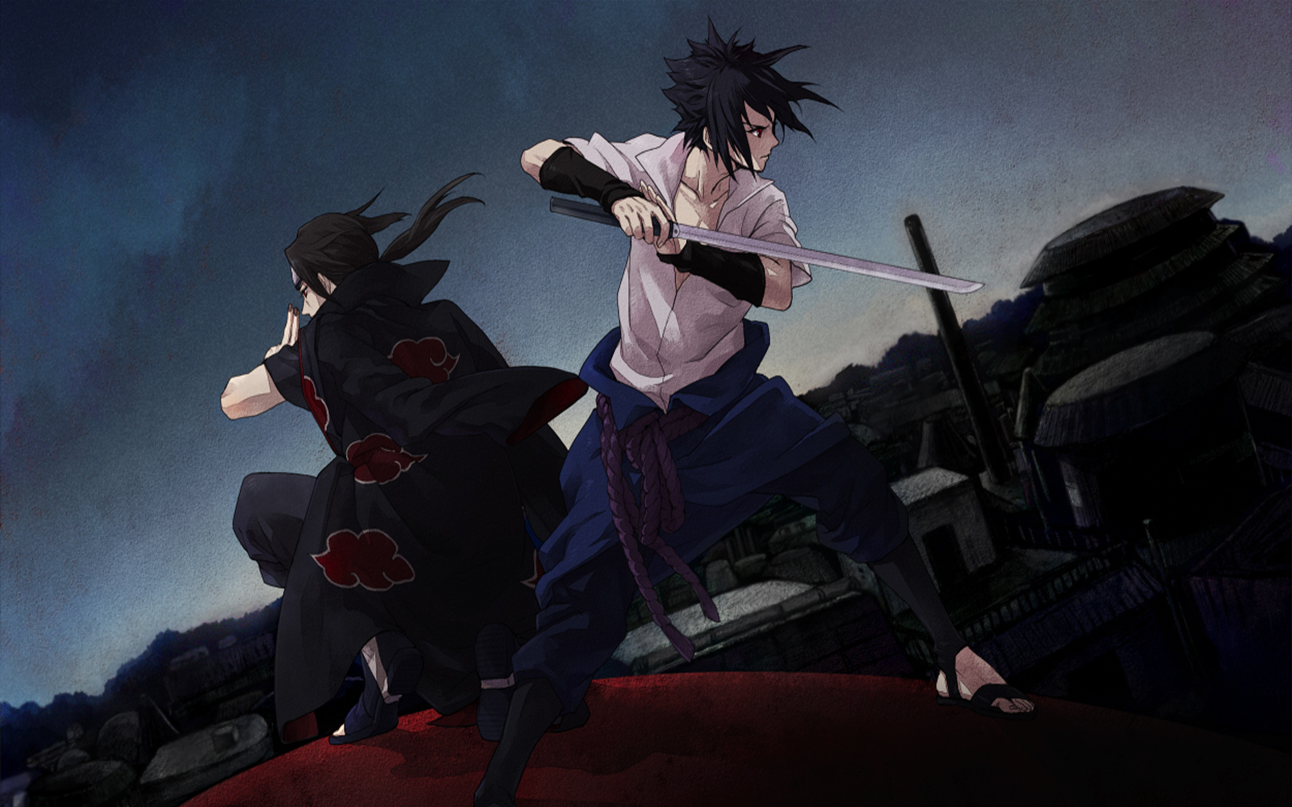 Itachi Uchiha, Sasuke Uchiha, Combattimento, Naruto Shippuden, 2K, sfondo per PC