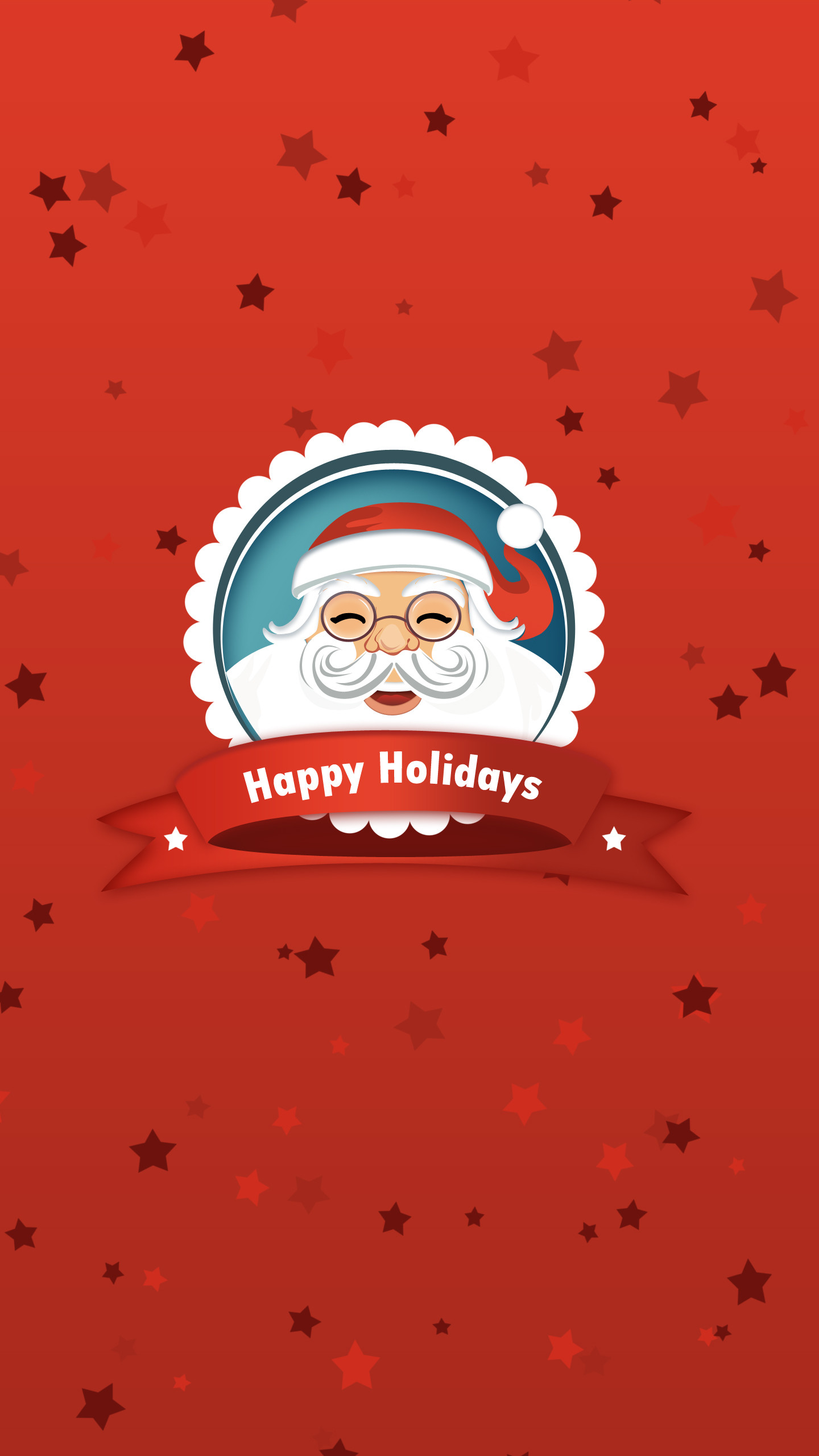 Babbo Natale, Happy Holidays, Badge, Rosso, QHD+, sfondo per iPhone e Android