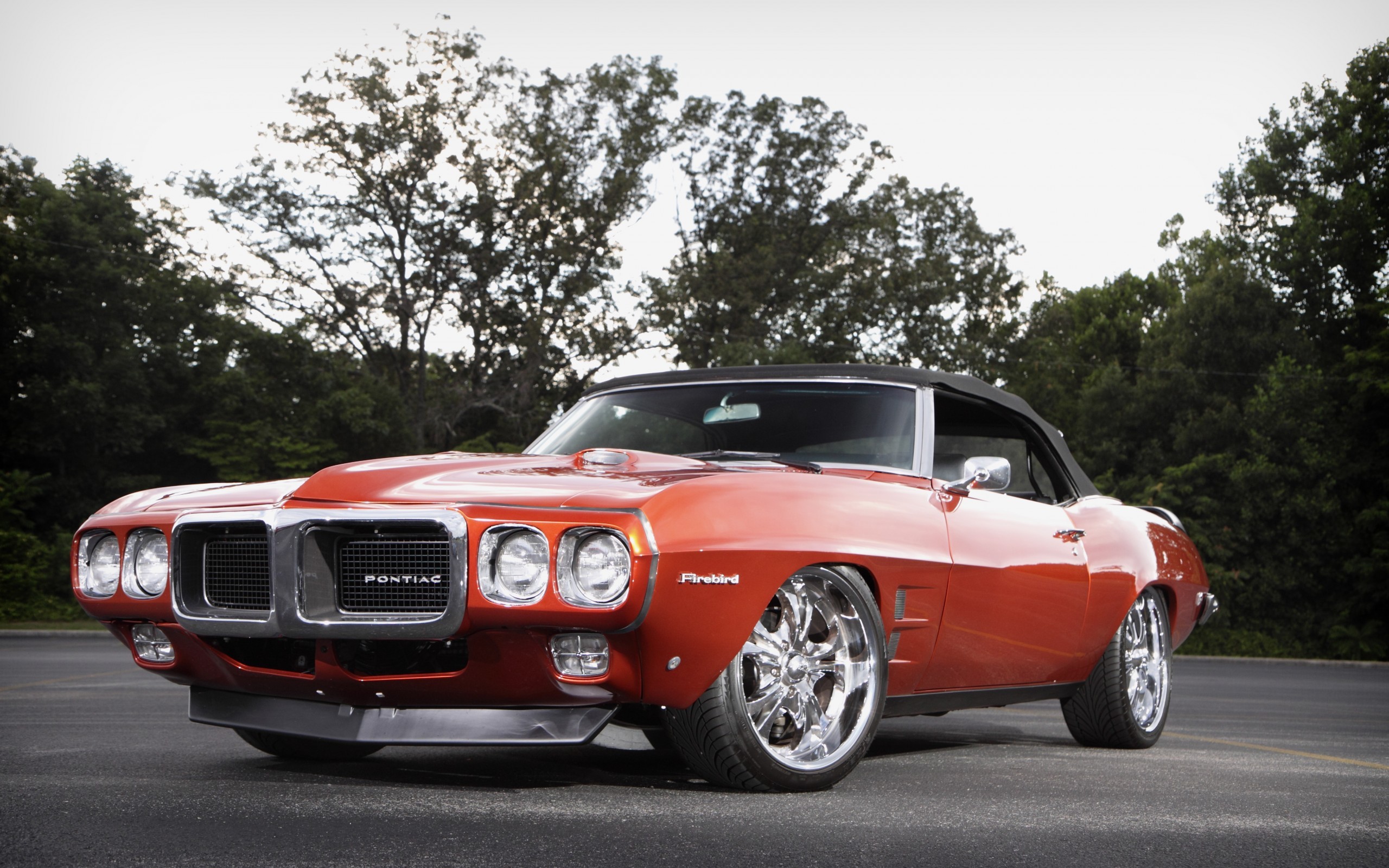 Pontiac Firebird, Muscle car, Cabrio, Rosso, 16:10 2K, sfondo widescreen