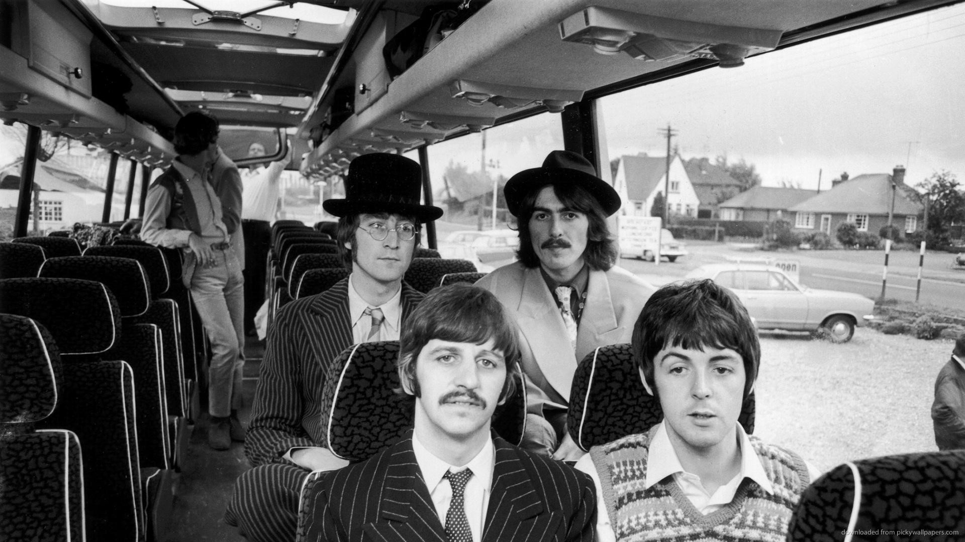 The Beatles, Autobus, Magical Mystery Tour, Bianco e nero, Full HD 1080p, sfondo desktop