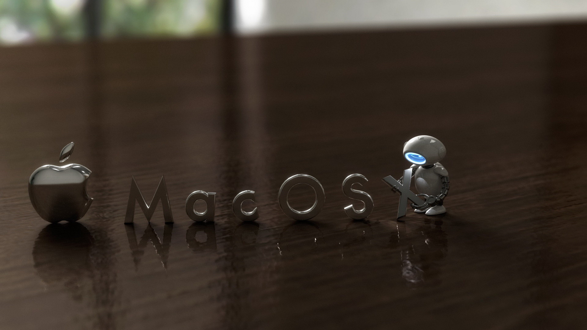 Mac OS X, Logo Apple, Lettere 3D, Robot, Full HD 1080p, sfondo desktop