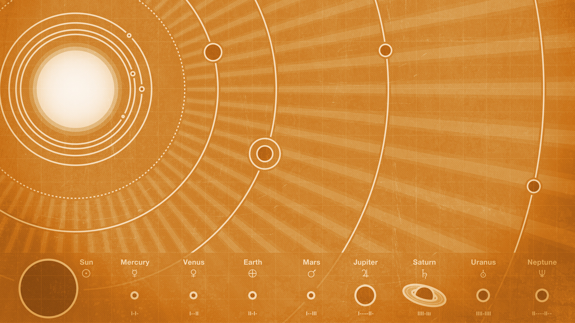 Sistema solare, Sole, Orbite, Diagramma, Arancione, Full HD, sfondo desktop