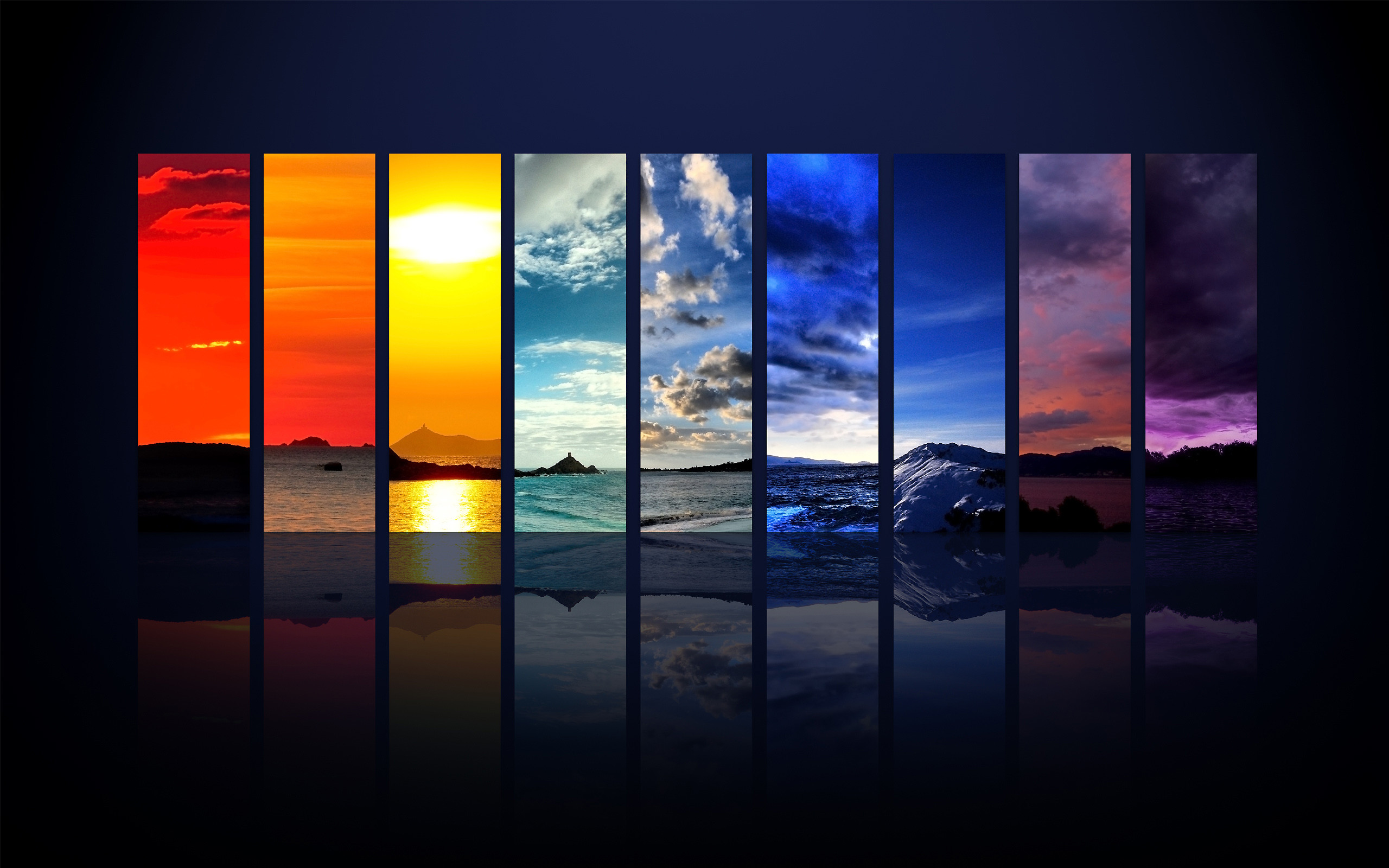 Spettro del cielo, Ore del giorno, Strisce, Riflesso, 2K, wallpaper desktop