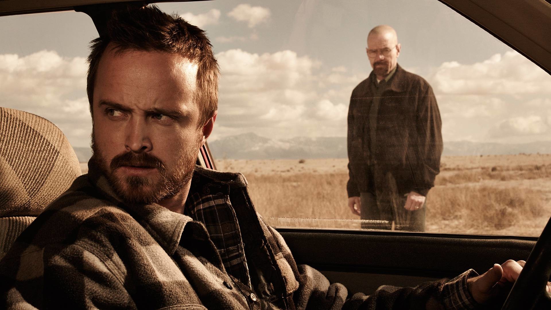 Jesse Pinkman, Walter White, Aaron Paul, Breaking Bad, Auto, Deserto, sfondo widescreen Full HD