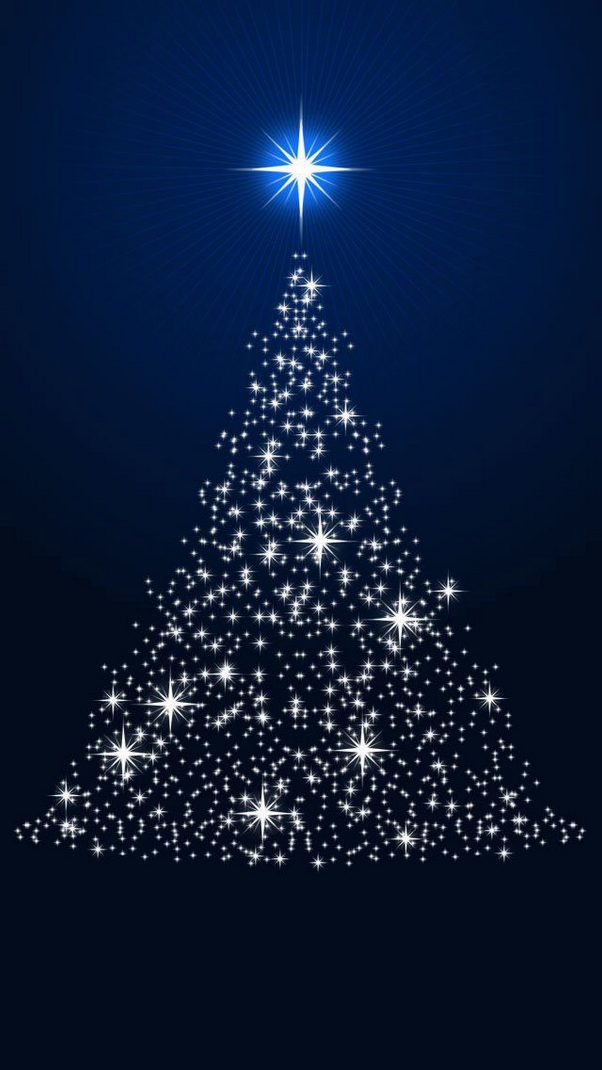 Albero di Natale, Natale, Stella, Luci, Sfondo blu, schermata di blocco iPhone 6S