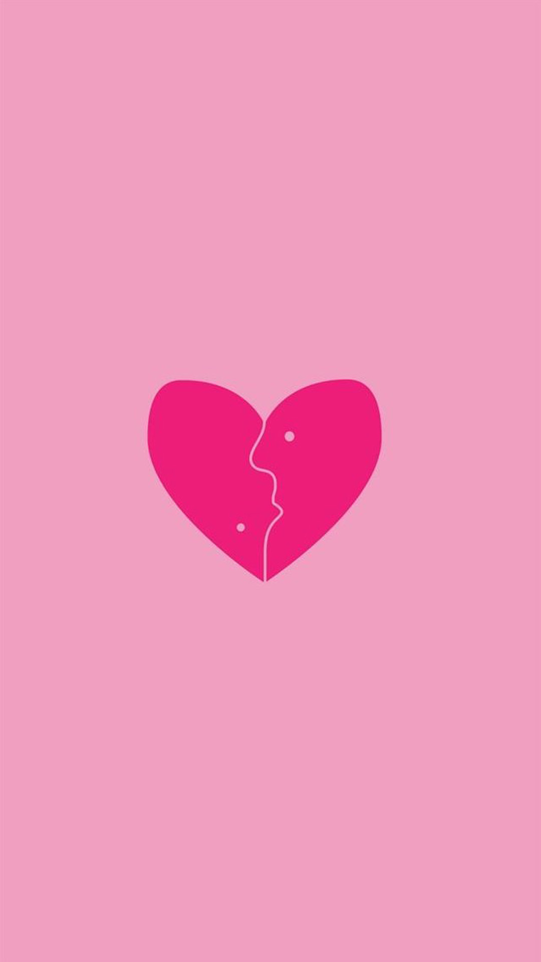 Cuore spezzato, Sfondo rosa, Minimalismo, 1080x1920, schermata di blocco iPhone