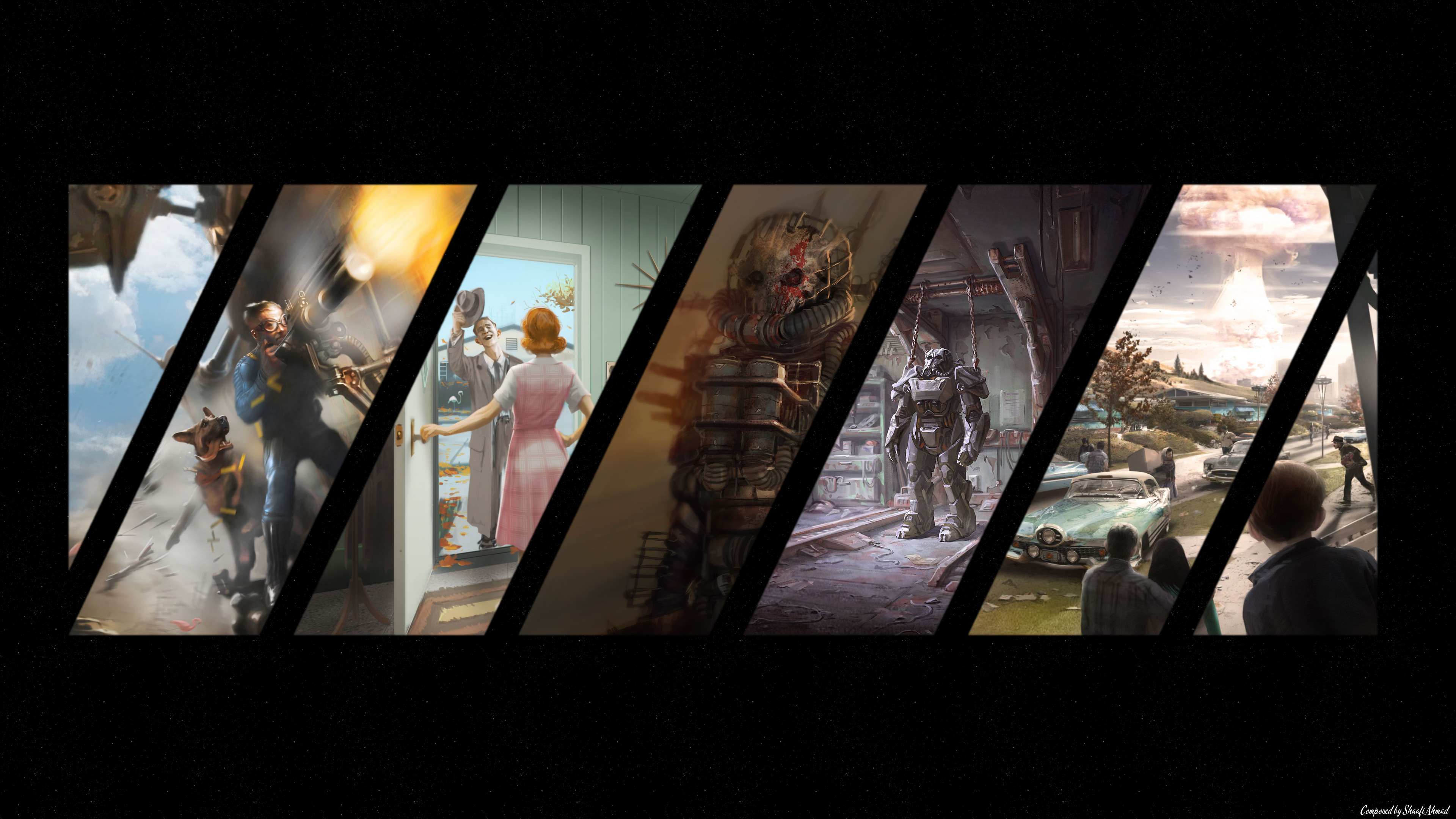 Fallout 4, Collage, Scene di gioco, 3840x2160, immagine di sfondo