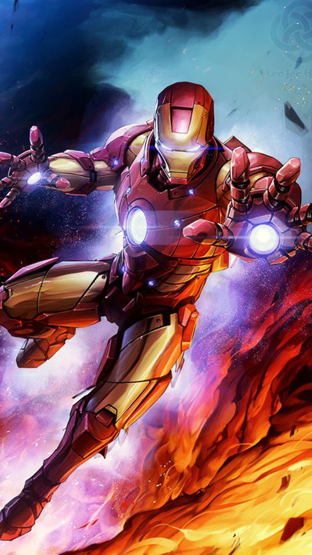 Iron Man, Fumetto, Fiamme, Marvel Comics, 1080x1920, schermata di blocco iPhone