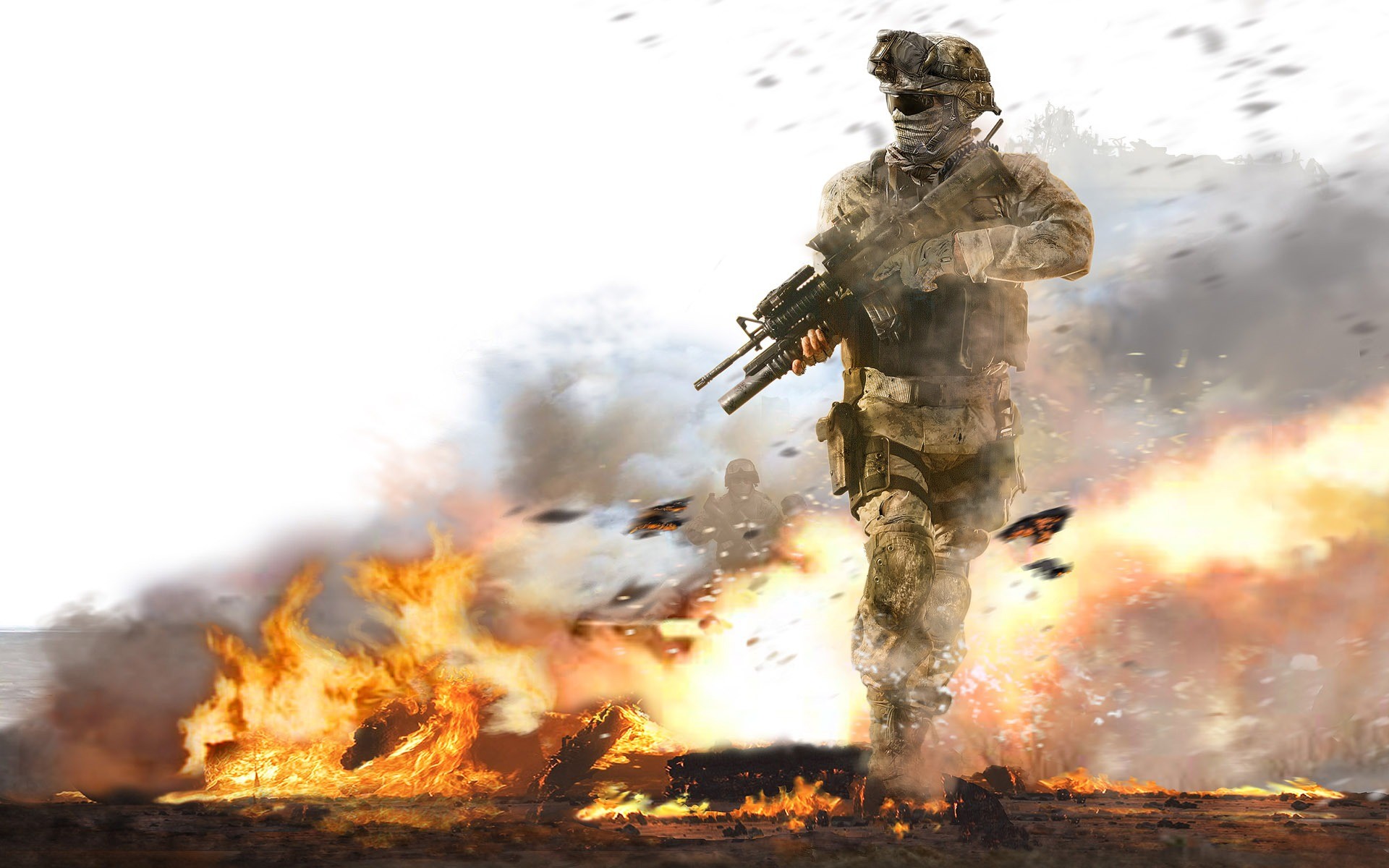 Call of Duty: Modern Warfare 2, Soldato, Esplosione, Fuoco, Full HD, sfondo per portatile