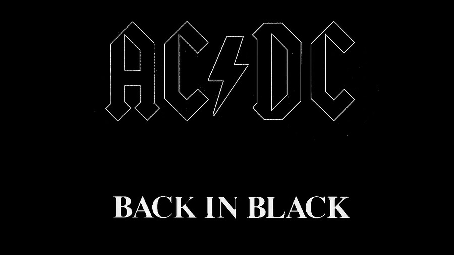 AC/DC, Back in Black, Logo AC/DC, Sfondo nero, 16:9 Full HD, wallpaper widescreen