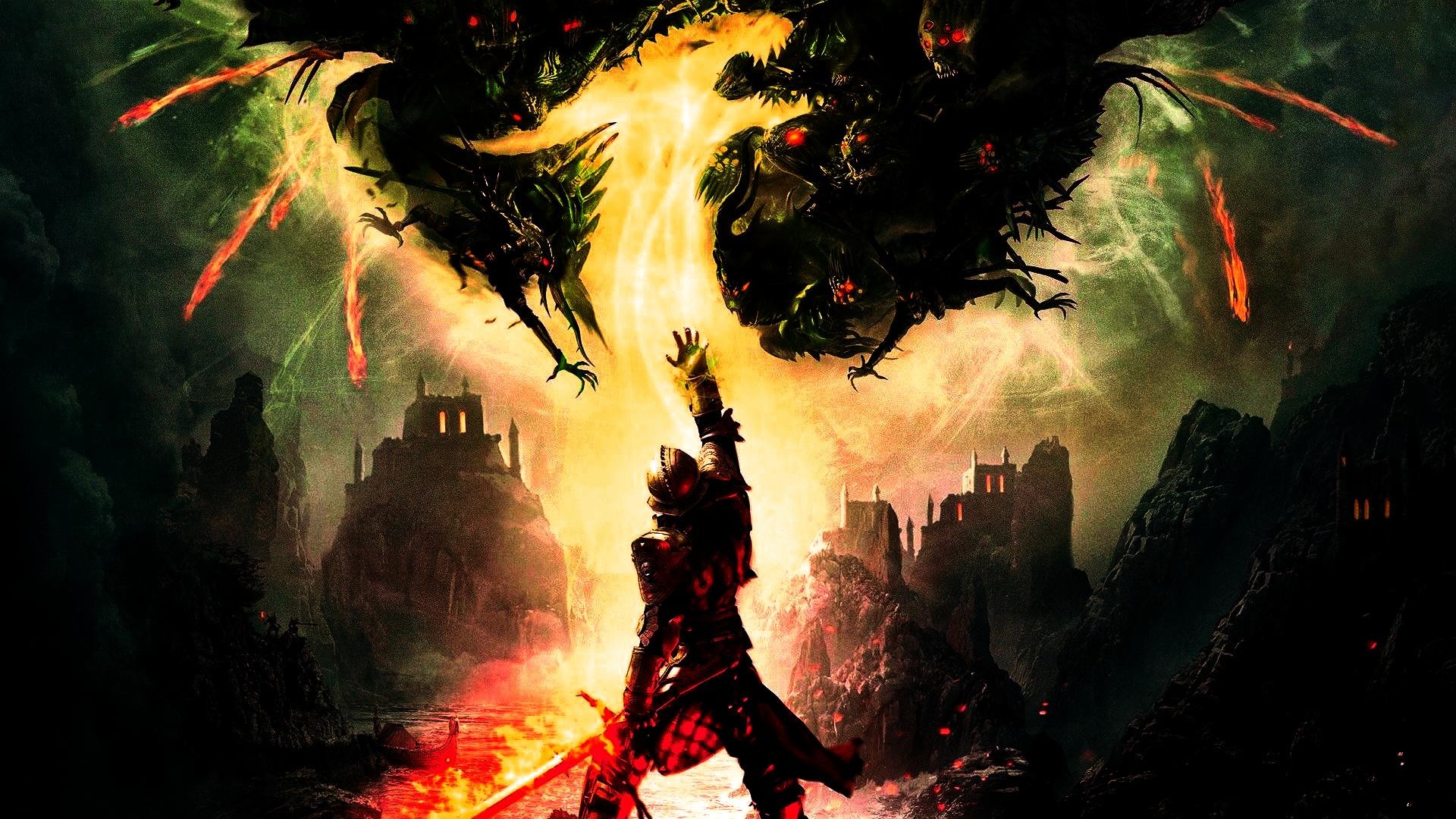 Inquisitore, Dragon Age: Inquisition, Varco, Fuoco, Full HD, sfondo Windows 11